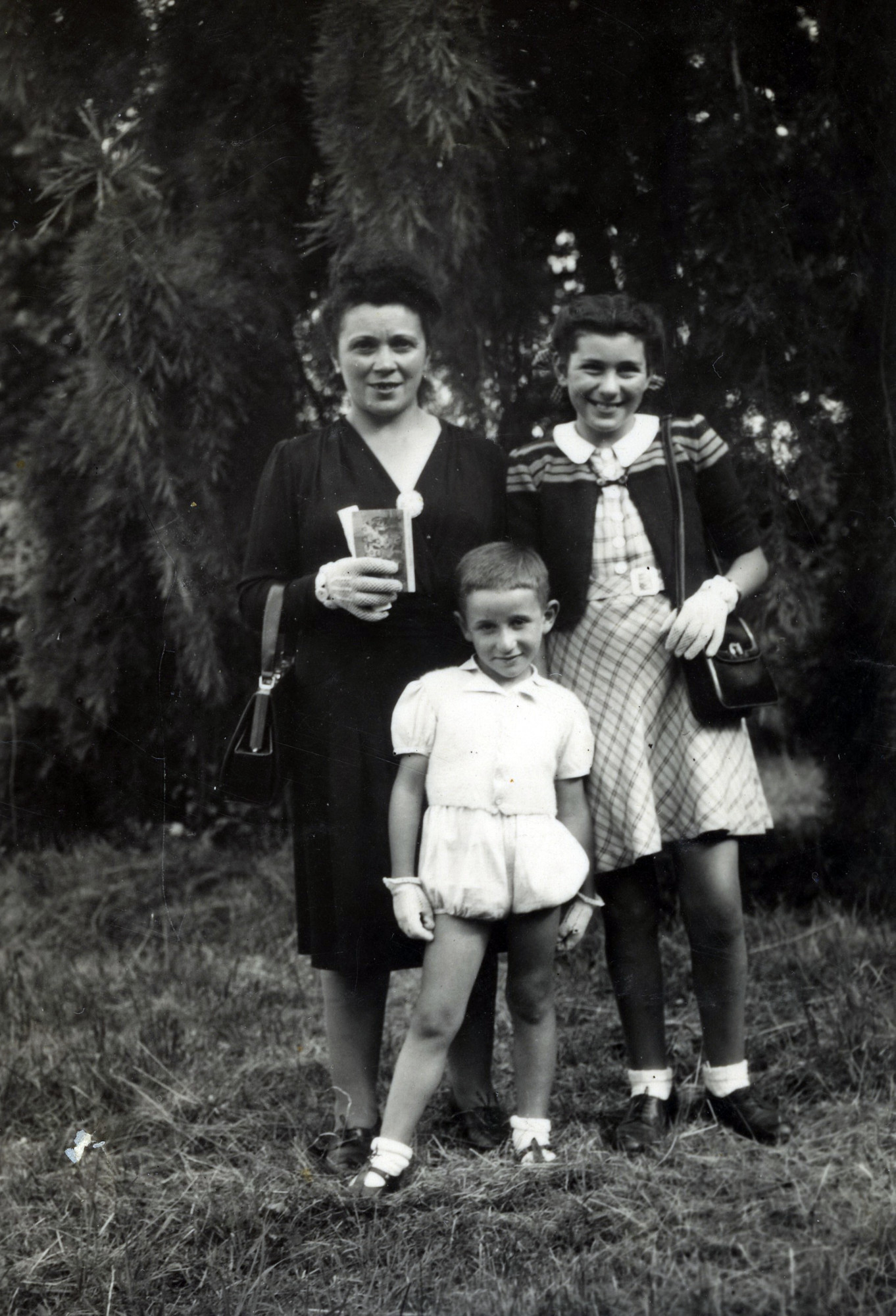 A Jewish family in France shortly after the war.

Pictured are Jenny Flantzer and her daughter Rachelle, with Pierre Flantzer.