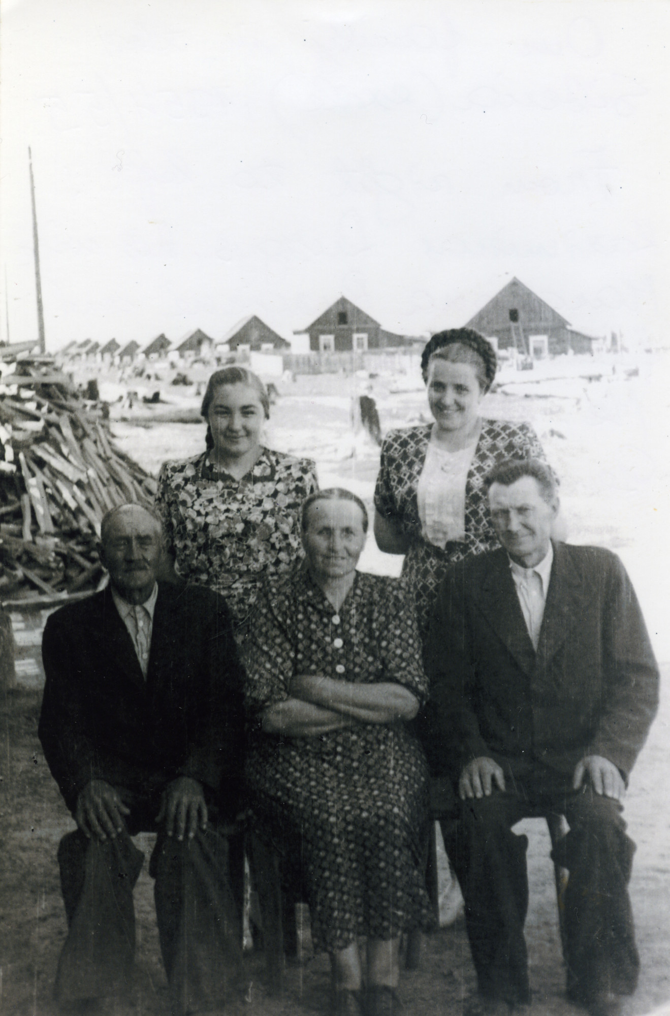 A Lithuanian rescuer family, while in exile in Siberia years later.

Pictured are (front, right to left): Kazimieras Ruzgys, his wife Marcijona Ruzgien, his brother Juszap[?], and (back, left to right) his daughter Stasele, and Genovaite.