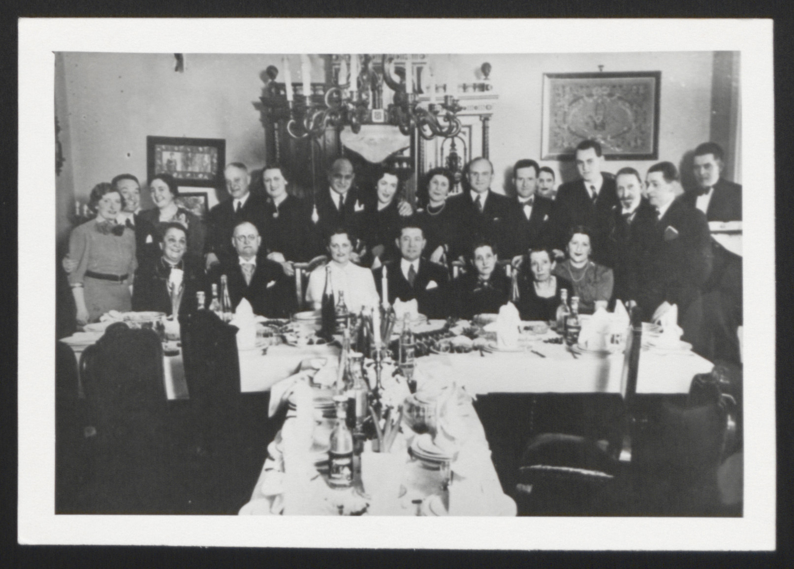 Wedding banquet for Ernest and Ernestine Merei held at the home of Ernestine's parents.