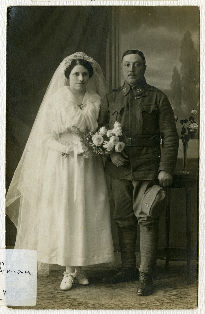 Wedding portrait of Fanny Schiffman and Peter Gold.