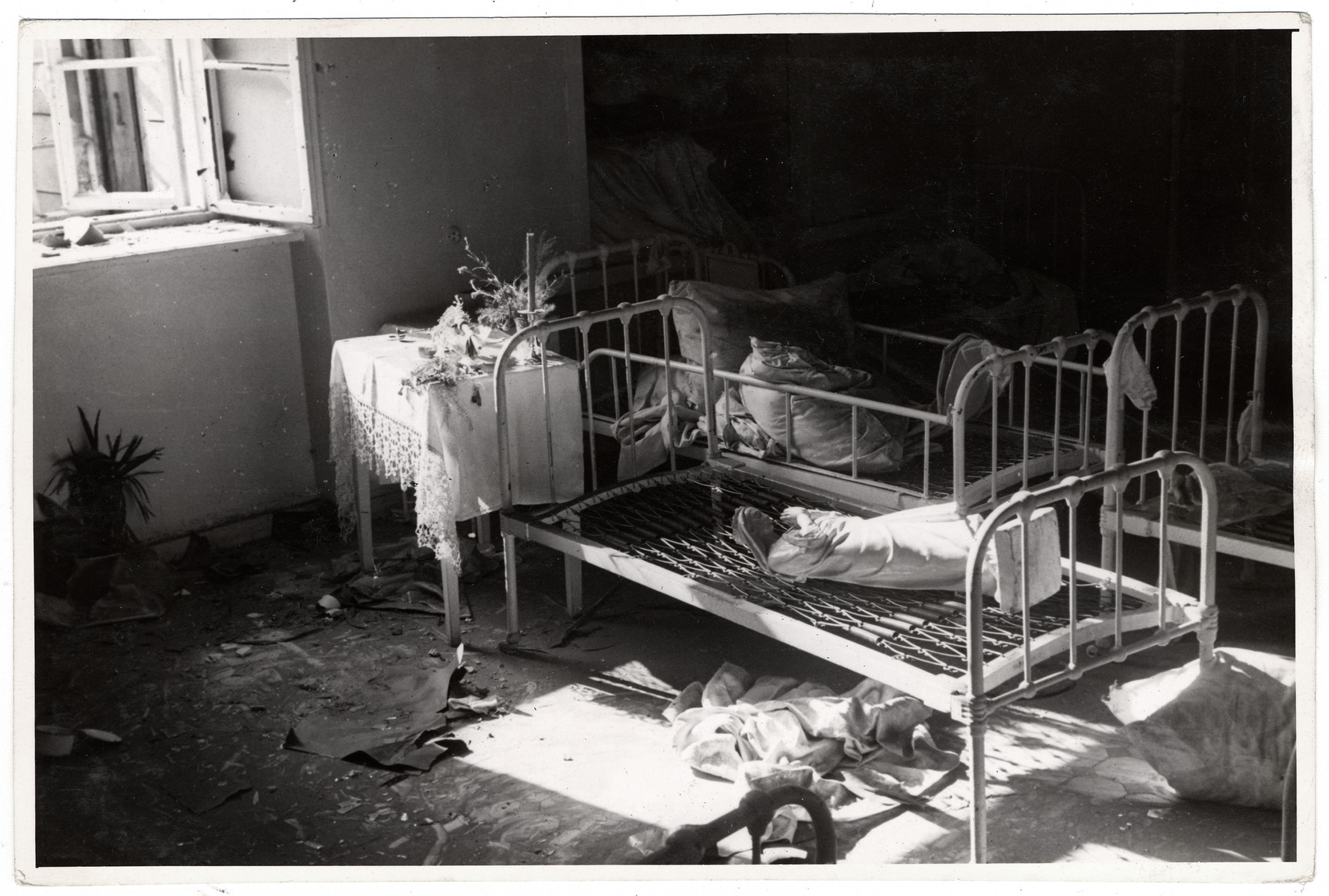 Interior view of the partially destroyed Catholic Hospital of the Transfiguration, one of the largest hospitals in Warsaw.