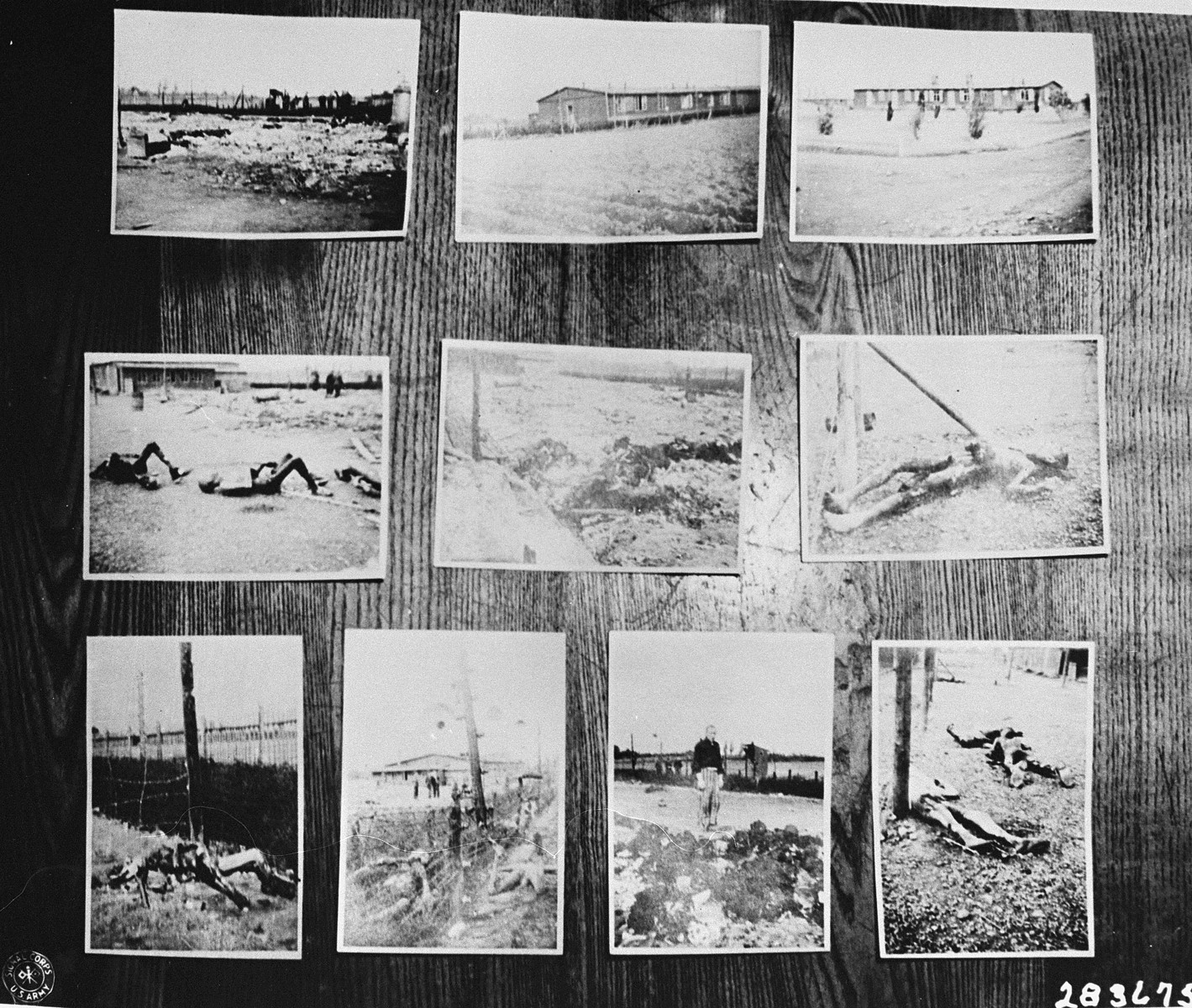 Photographic evidence of atrocities committed in the Buchenwald sub-camp of Leipzig-Thekla, submitted for the prosecution by Dr. Ernest Replat at the trial of former camp personnel and prisoners from Buchenwald.