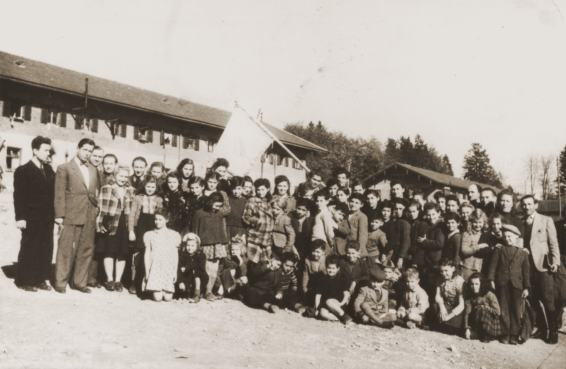 Students and teachers at the Feldafing DP camp school.

Among those pictured is Michael (Moshe) Epstein (second row, fifth from the right).