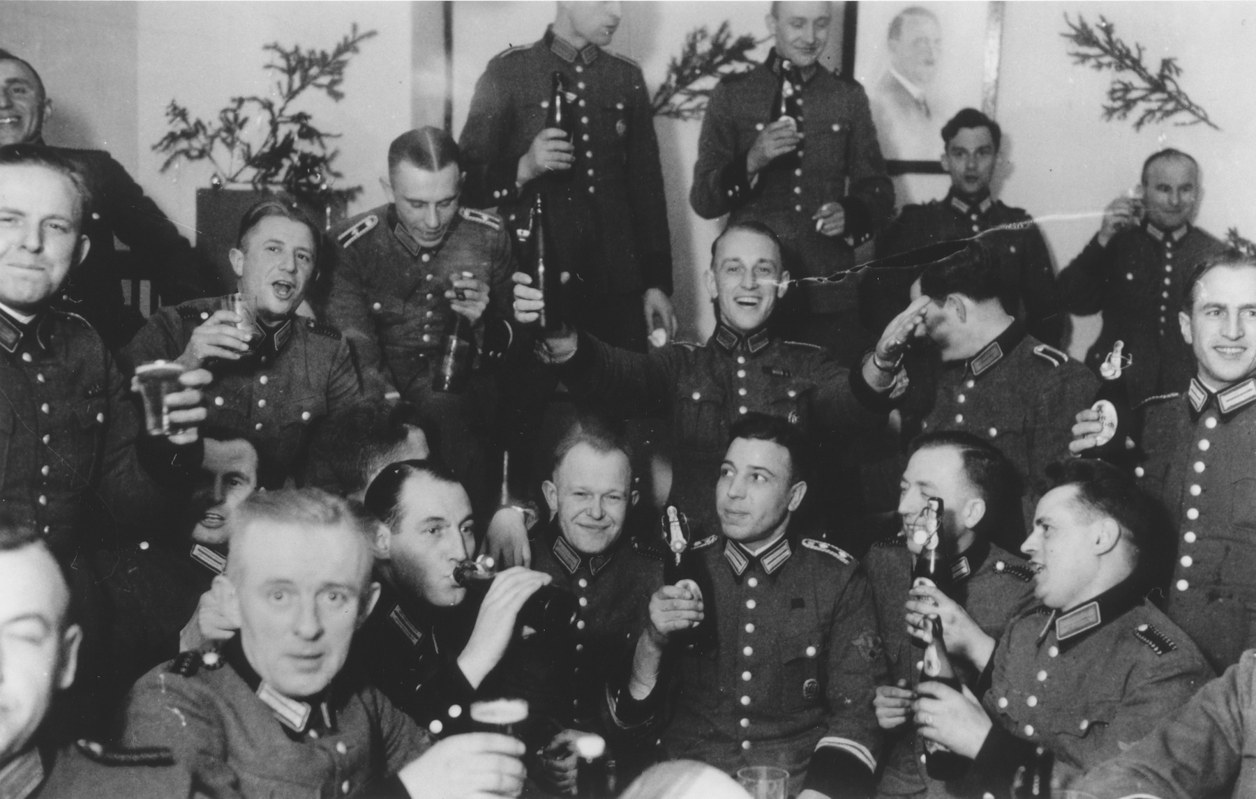 Members of Police Battalion 101 celebrate Christmas in their barracks. 

One image from a photograph album belonging to a member of Police Battalion 101.