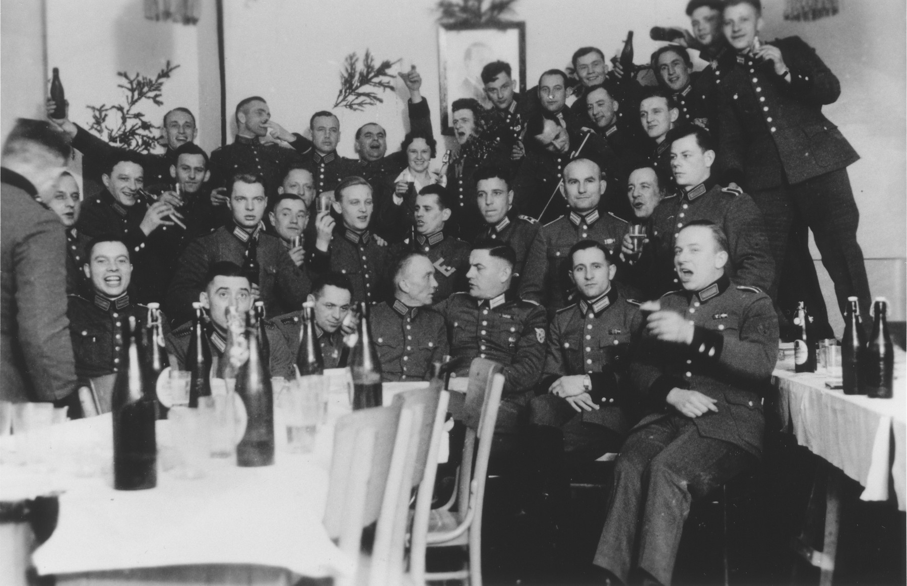 Members of Police Battalion 101 celebrate Christmas in their barracks. 

One image from a photograph album belonging to a member of Police Battalion 101.