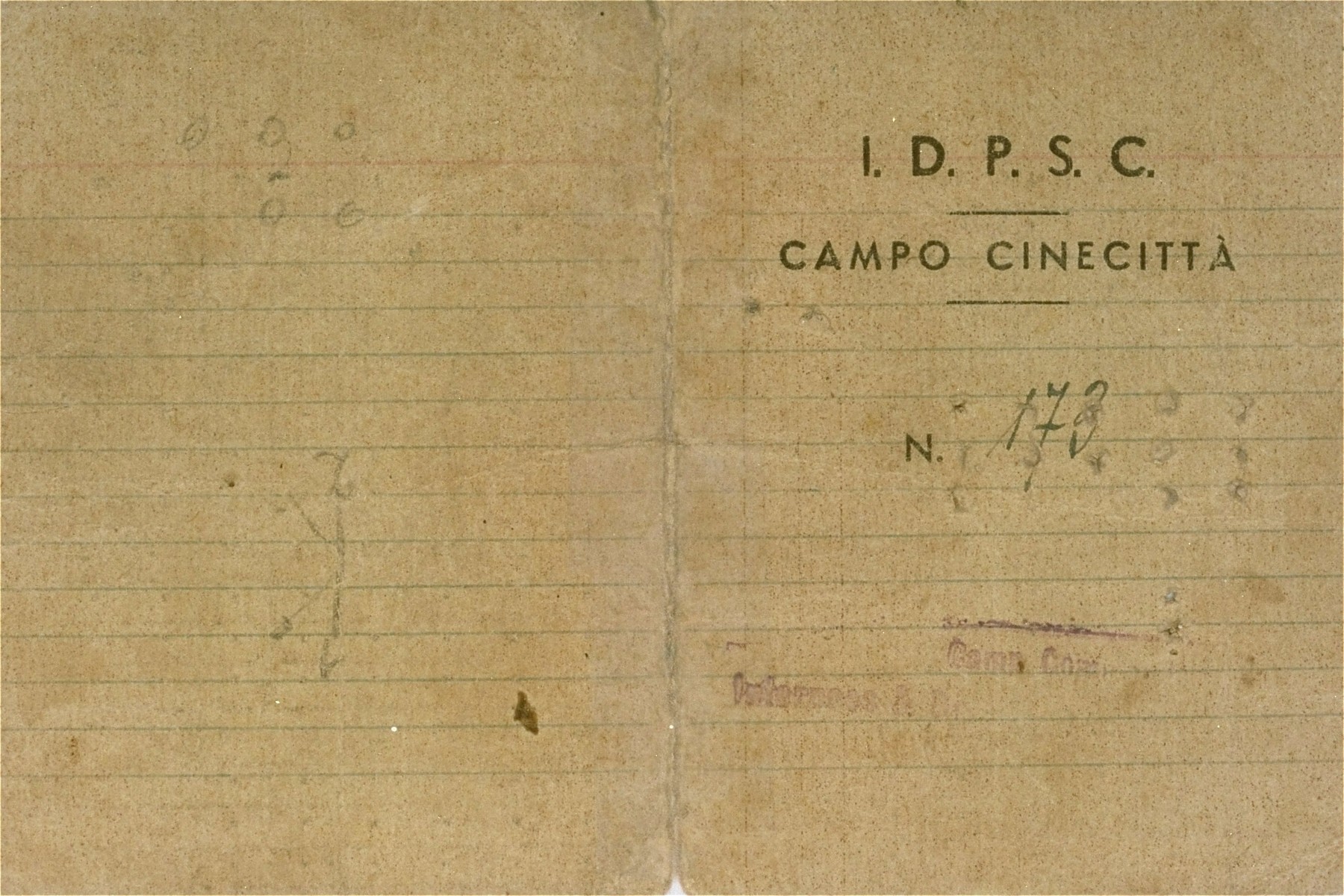 Cover of the ration booklet of Ilonka Bergl, a Jewish DP living at the Cinecitta displaced persons camp.