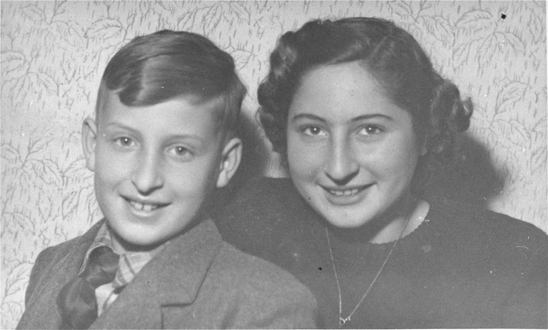 Portrait of the Jewish siblings Gyury and Hedy Brody in Budapest, Hungary. 

Gyury and Hedy were saved when their mother Ilmy removed them from the deportation line.  Their mother survived as well, but committed suicide several years after the war.  Their father was killed during the war.