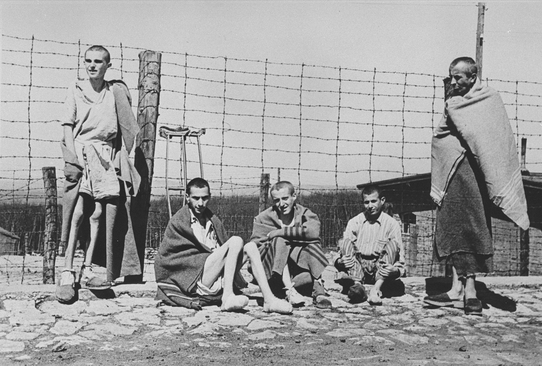 A group of young survivors in Buchenwald.