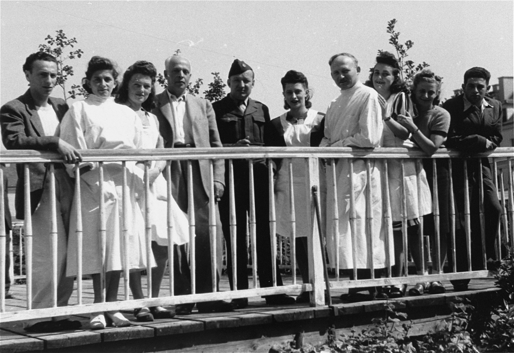 UNRRA workers in the Bindermichl DP camp.