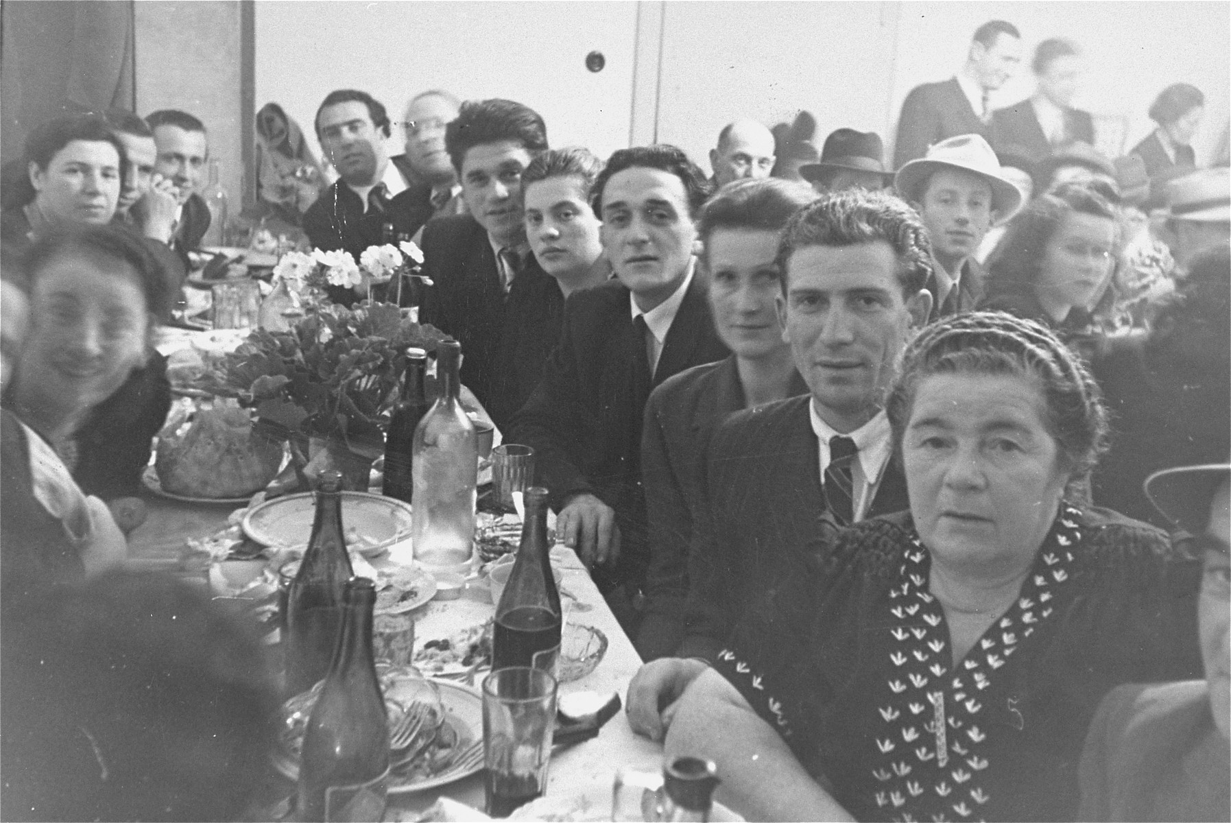A Jewish wedding celebration in the Ebelsberg DP camp in Linz, Austria.