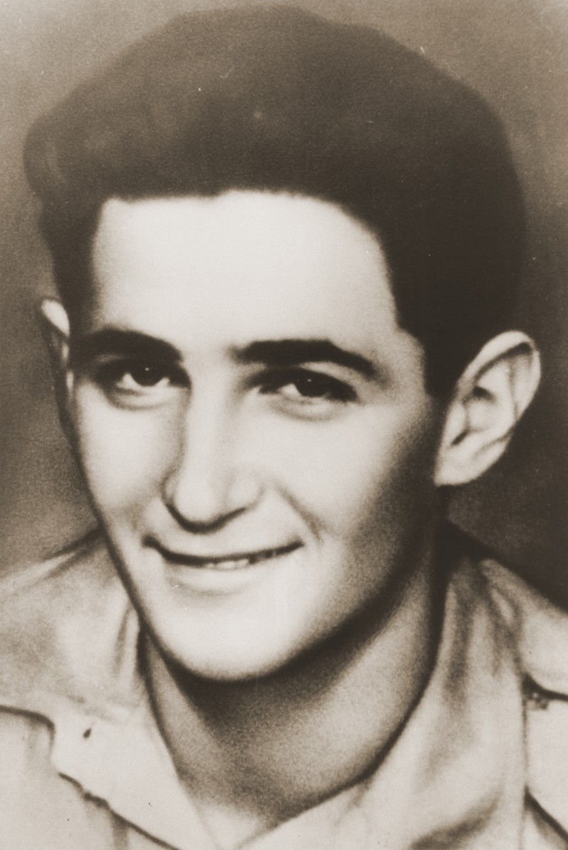 Portrait of Palestinian Jewish parachutist Peretz Goldstein.  

Goldstein was captured after being dropped into Yugoslavia.  He was later sent to the Oranienburg concentration camp, where he perished.
