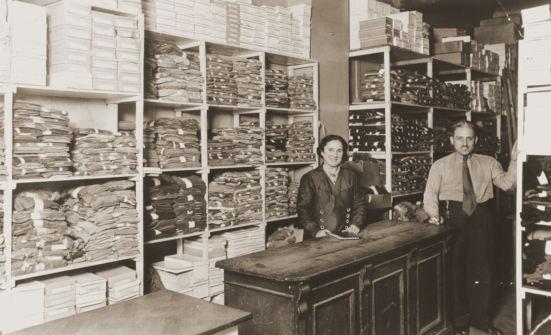 David and Janka Penner in their dry goods store in Berlin.