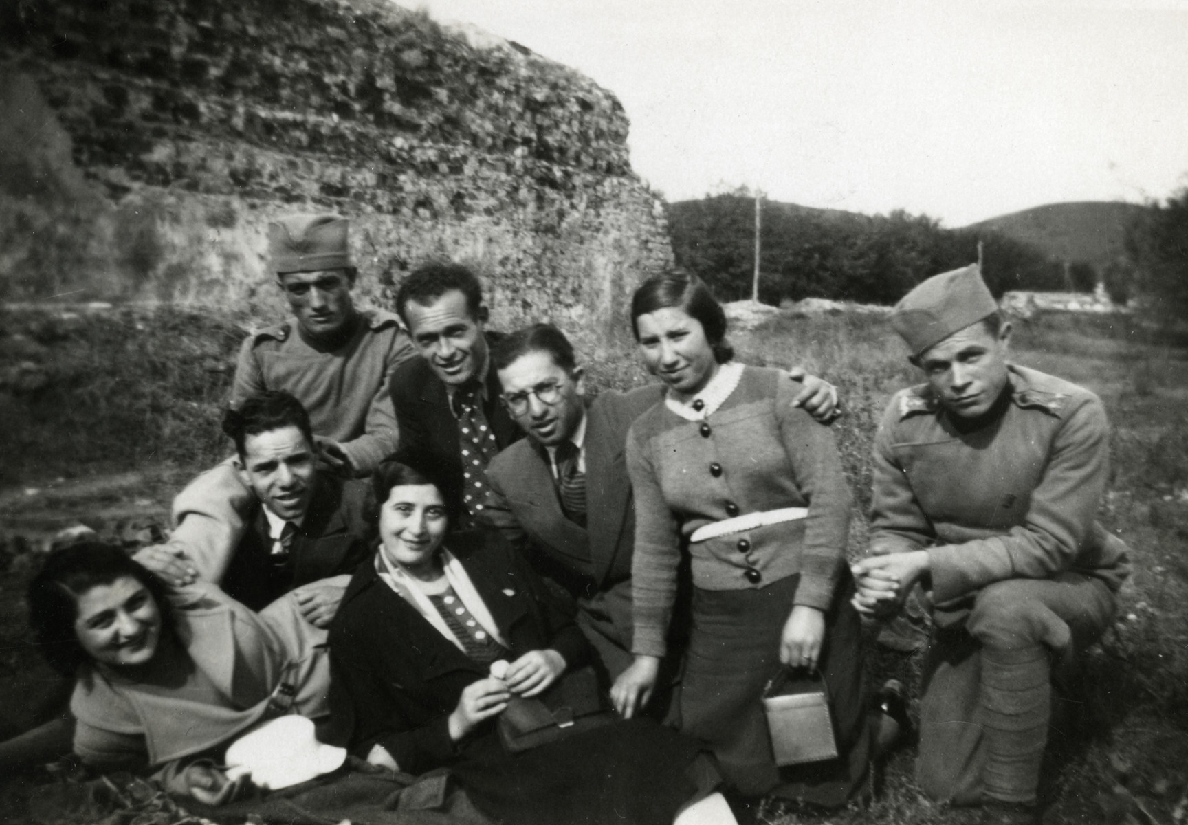 A group of eight young people pose outside in Macedonia.

Moise Cassorla (father of the donor) and one of his sisters sit third and fourth from the right.
