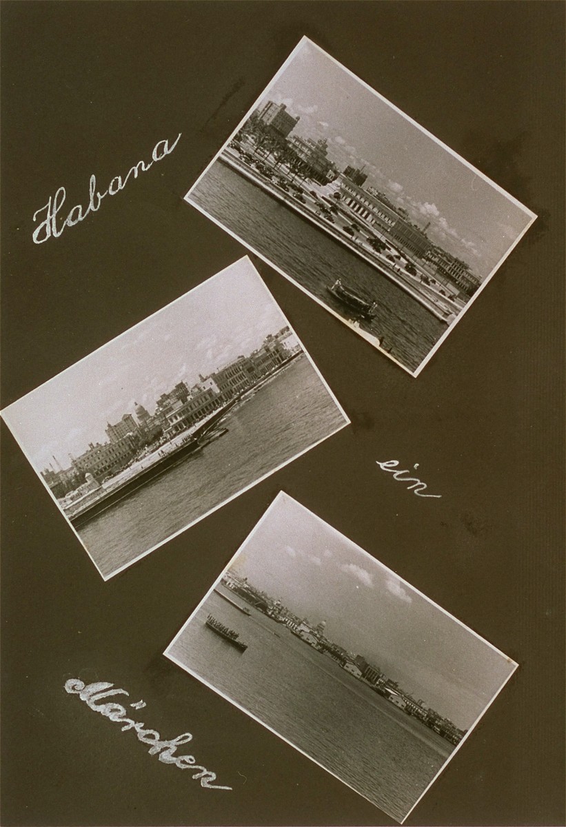 Pictures of Havana harbor displayed in Lotte Altschul's personal St. Louis photo album.