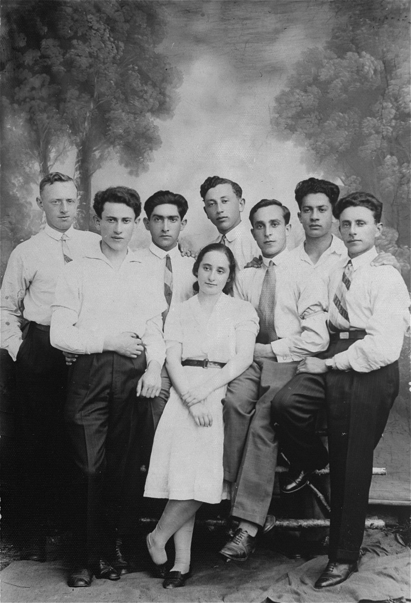 Group portrait of Zionist youth, who were friends of the donor's father in Lithuania.