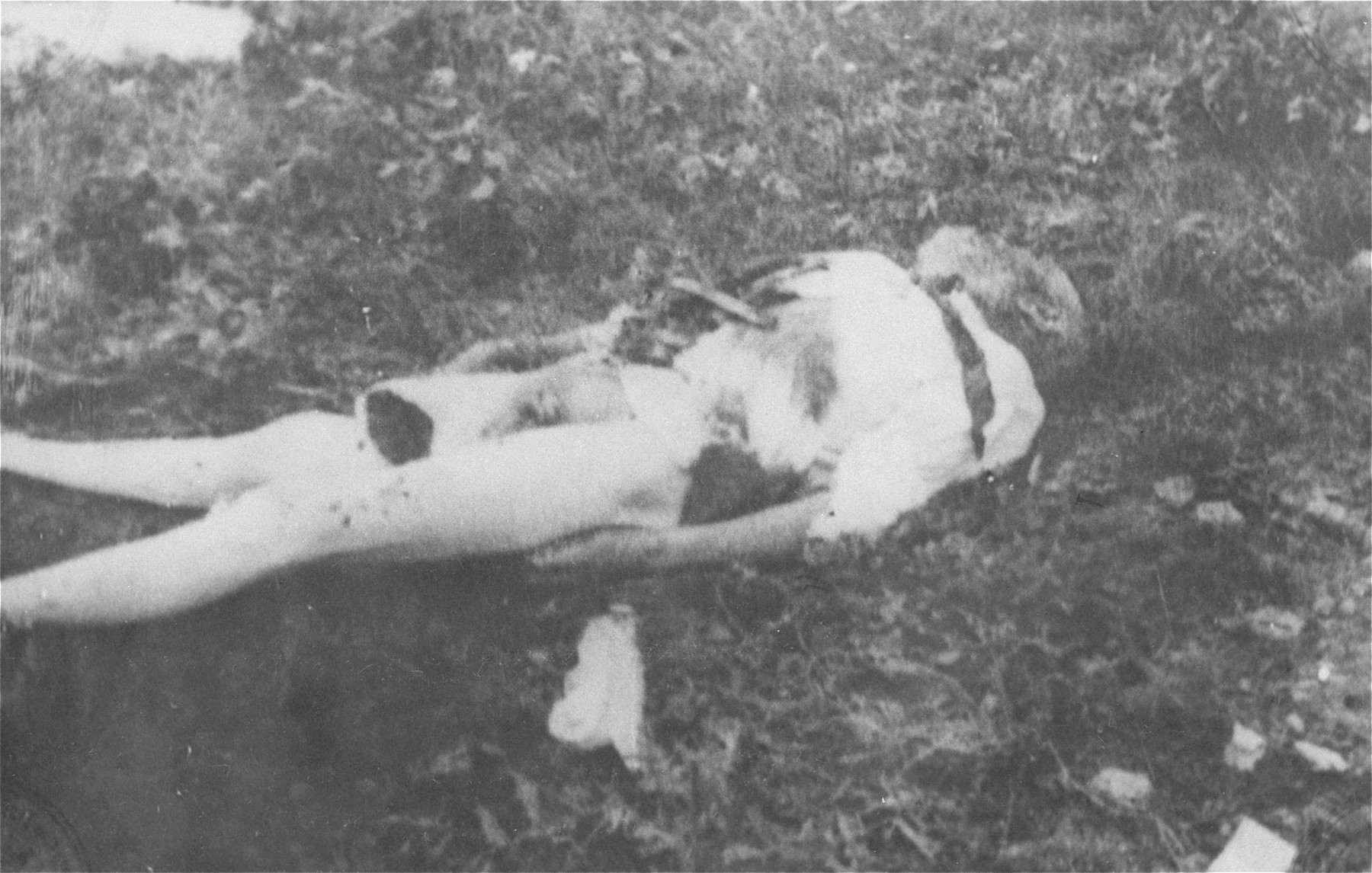 The body of a Romanian Jew who died on one of two death trains that left Iasi on June 30, 1941.  The first train was bound for Calarasi and the second for Podul Iloaiei.