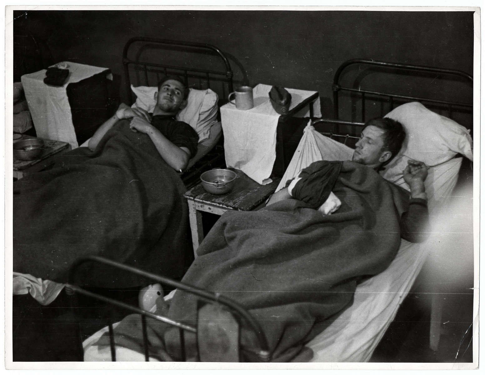 Sick and wounded German POWs rest in a Polish hospital.
