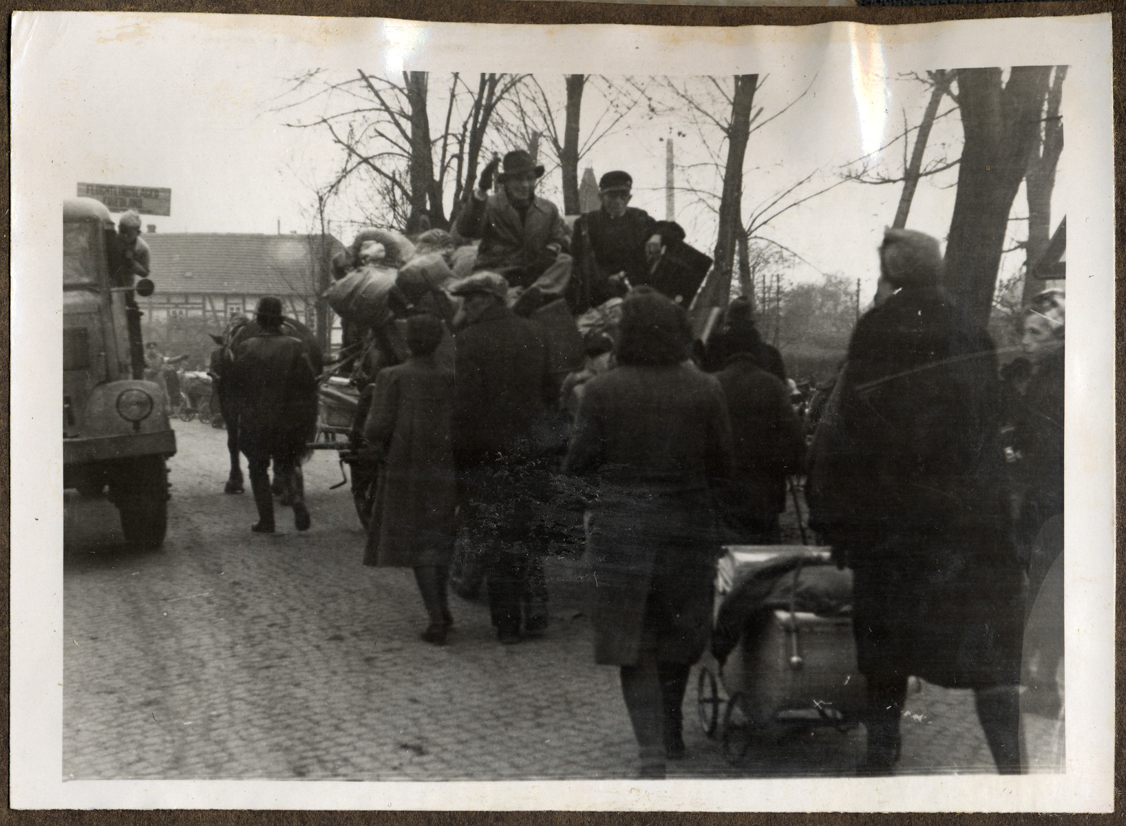 Thousands of Germans enter and leave from the British to the Russian Zone of Occupation on the road to the Friedland Refugee Camp.
