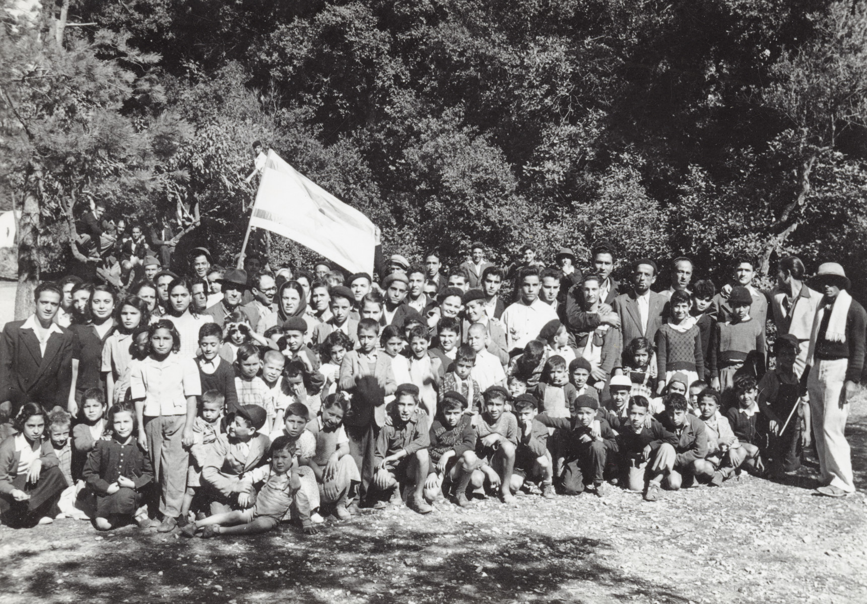 Group portrait of Jewish children in Marseilles waiting to go to Israel.