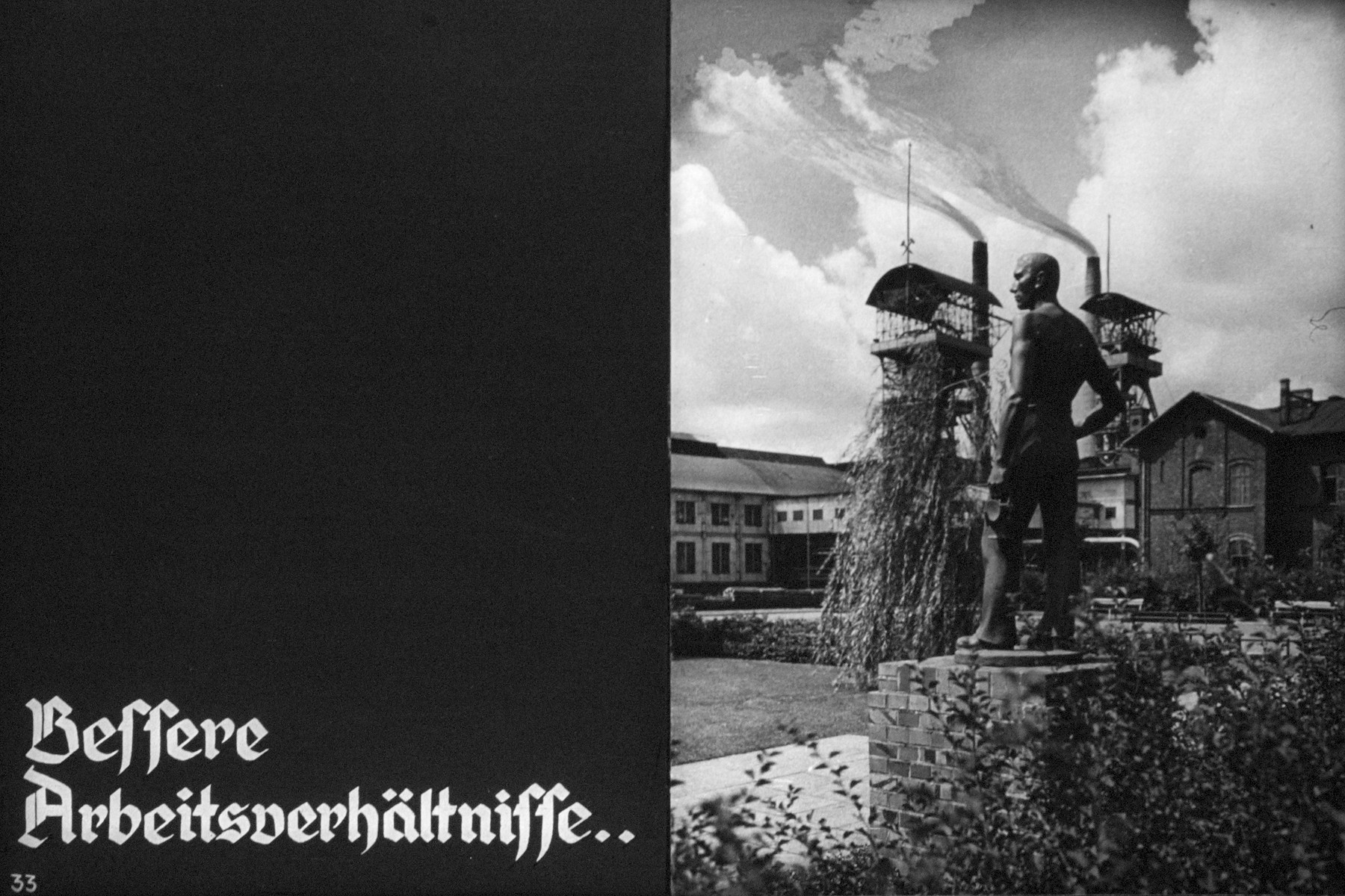 34th Nazi propaganda slide from Hitler Youth educational material titled "Border Land Upper Silesia."

Bessere Arbeitsverhältnisse...
//
Better working conditions ...