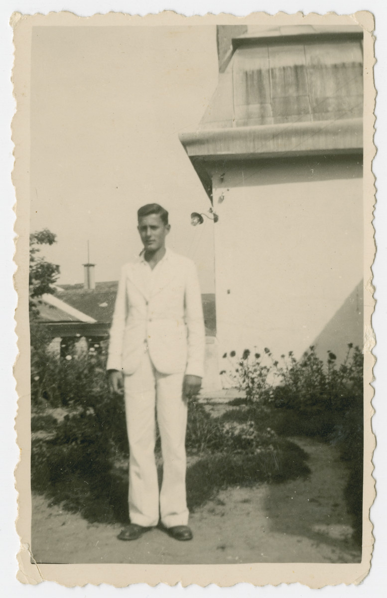 Robert Blatt poses outside shortly before  the German invasion of Hungary and Hungarian occupied Romania.