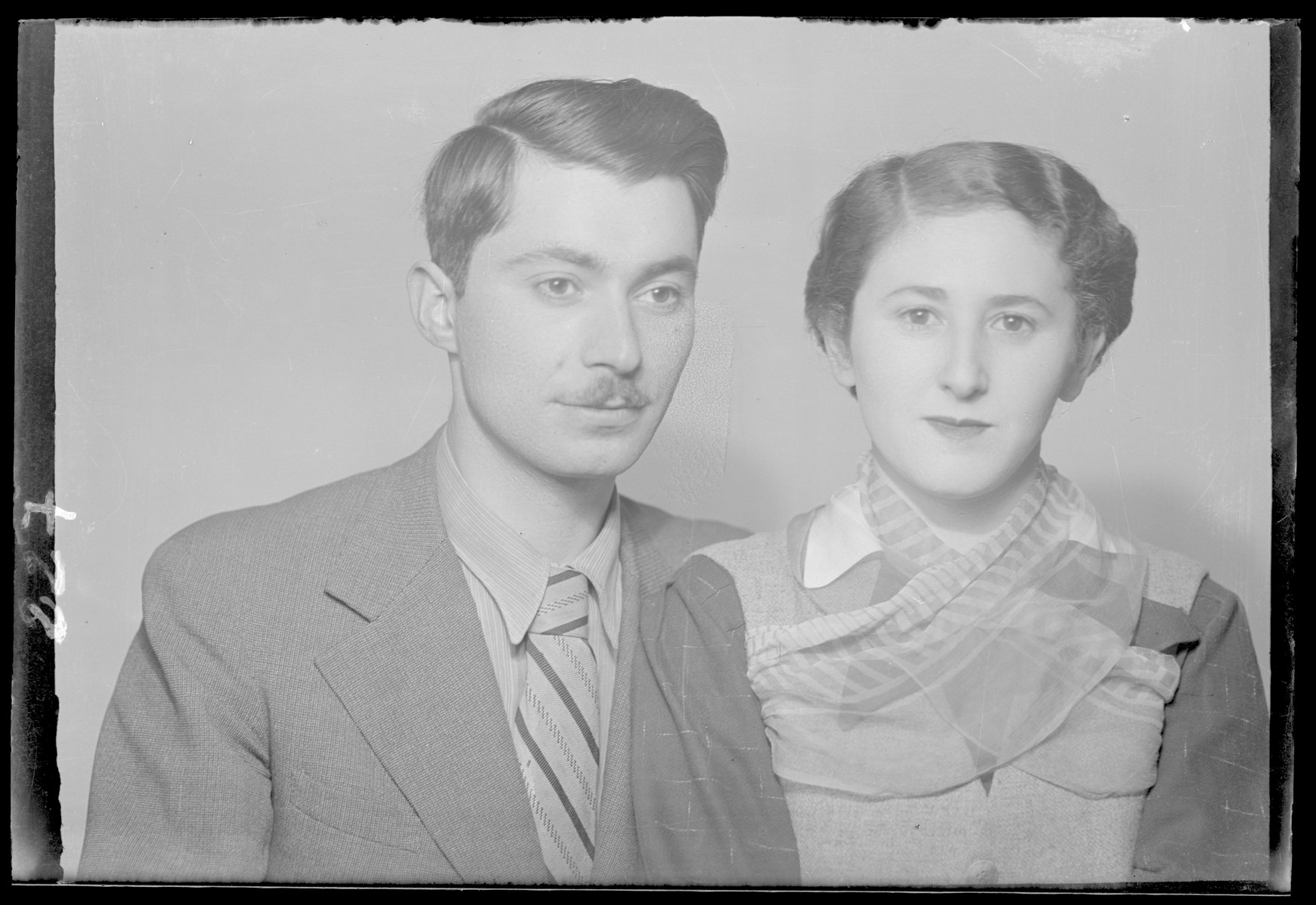 Studio portrait of Mor Fischer [and his wife].