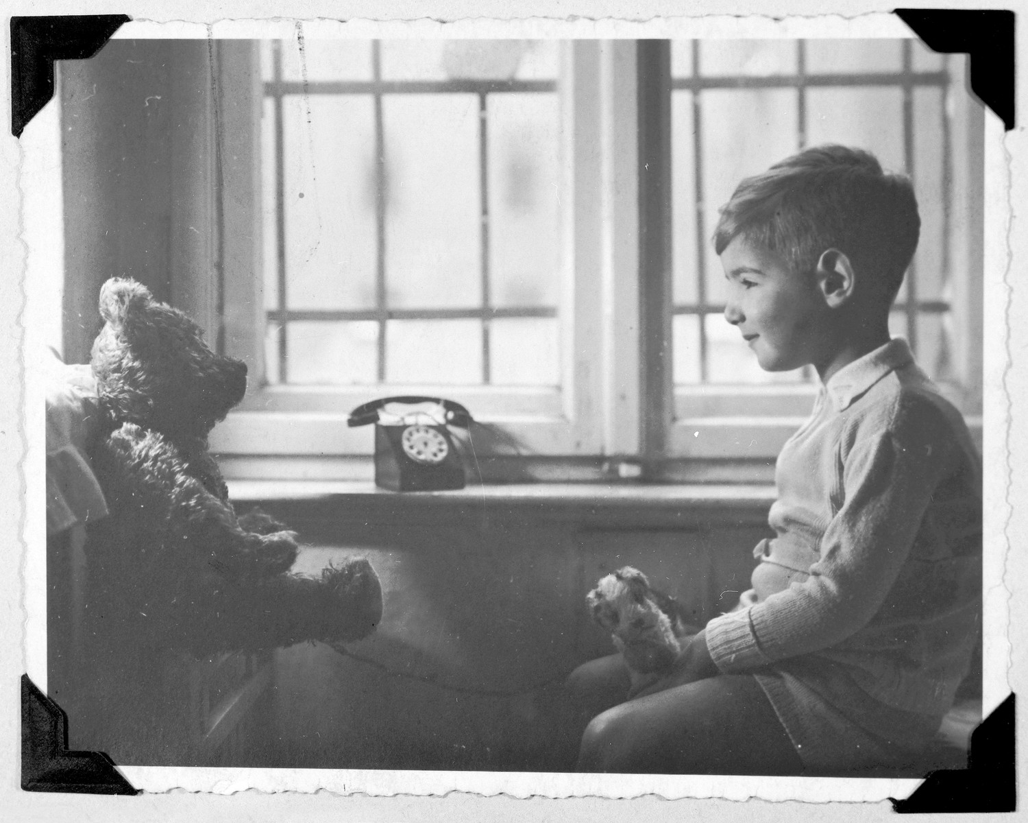 Franz Lieberman has a conversation with his teddy bear.