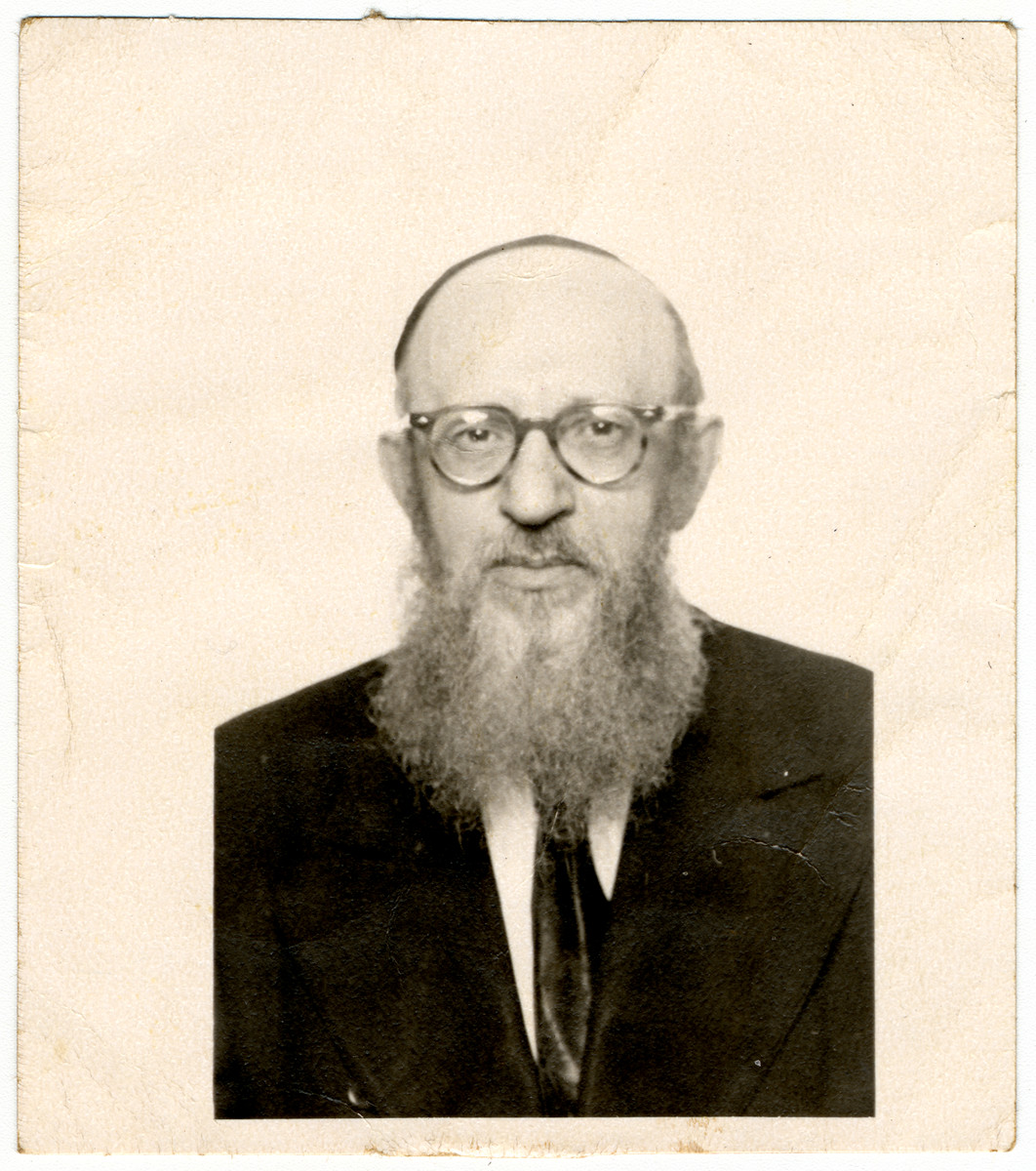 Studio portrait of Rabbi Zalman Schneerson, the leader of Orthodox Jewry in France.
