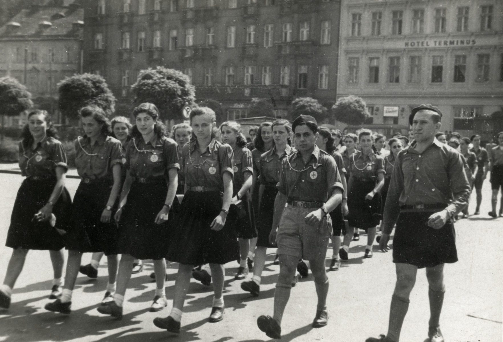 Zionist youth parade in Karlovy Vary.