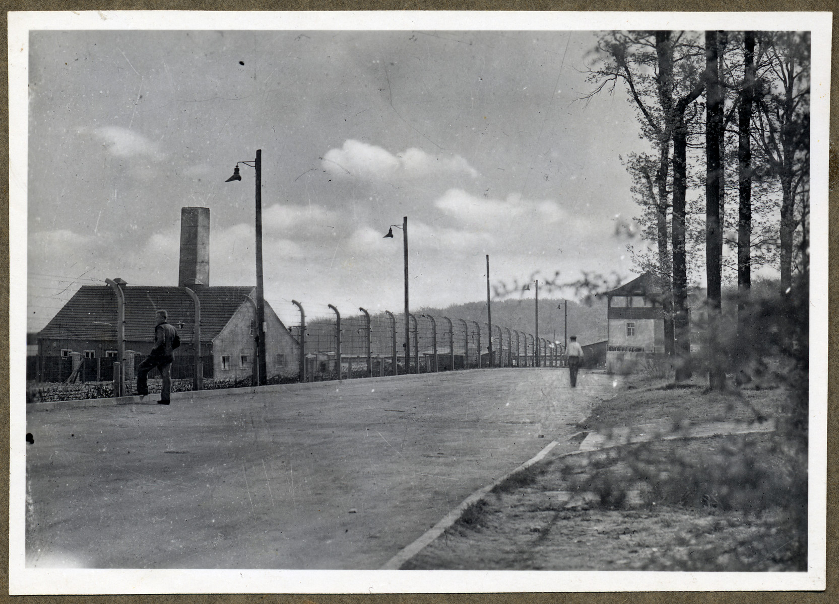Exterior view of the crematorium in the Buchenwald concentration camp.