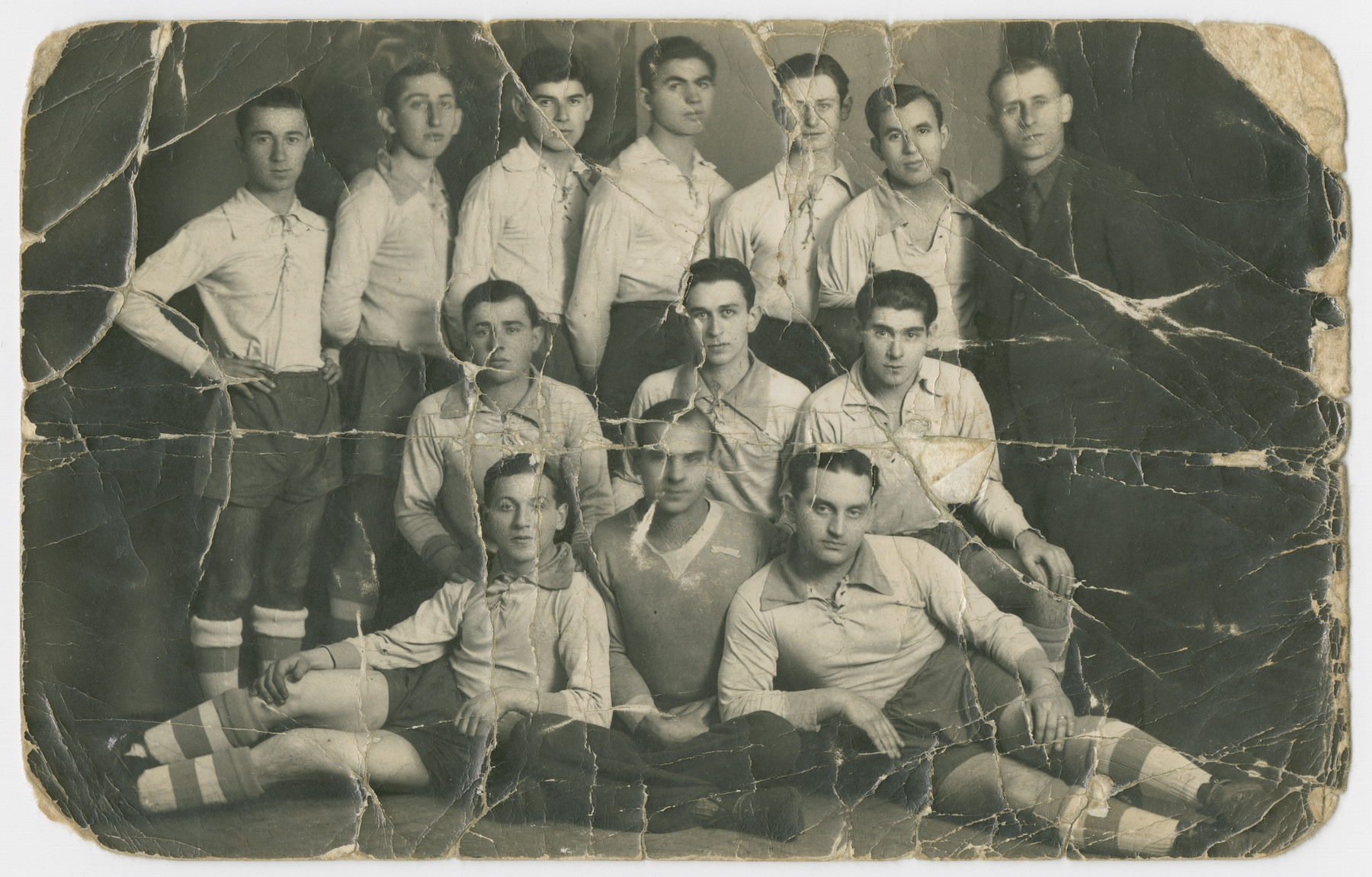 Group portrait of a Jewish soccer team in prewar Sosnowiec.