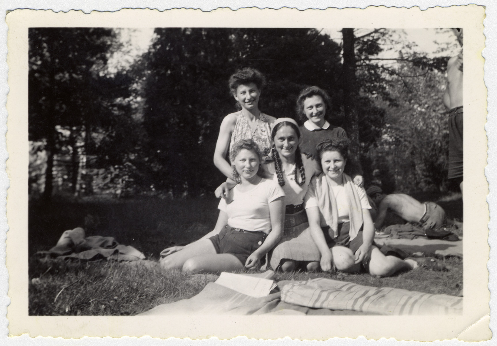 Group portrait of five teenage girls in the La Ramee agricultural school.

The school was established after Jewish students were expelled from general schools  and directed by Haroun Tazieff.