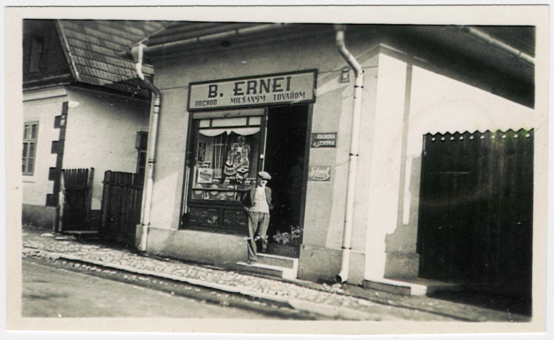 Outside view of Jacob Ernie's grocery store.