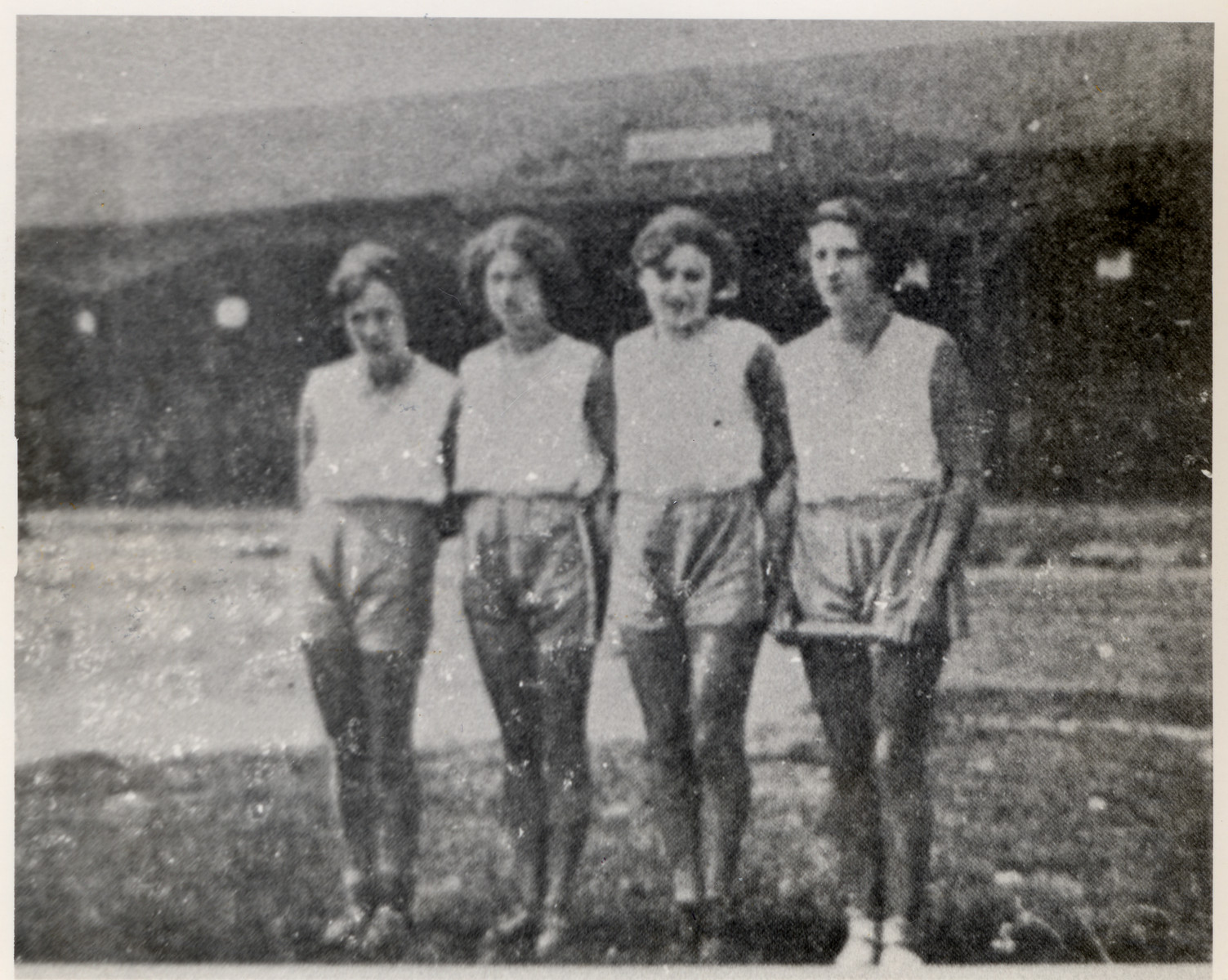 View of the Maccabi girls running team in Krakow.  

Helena Sheinberg is among those pictured.