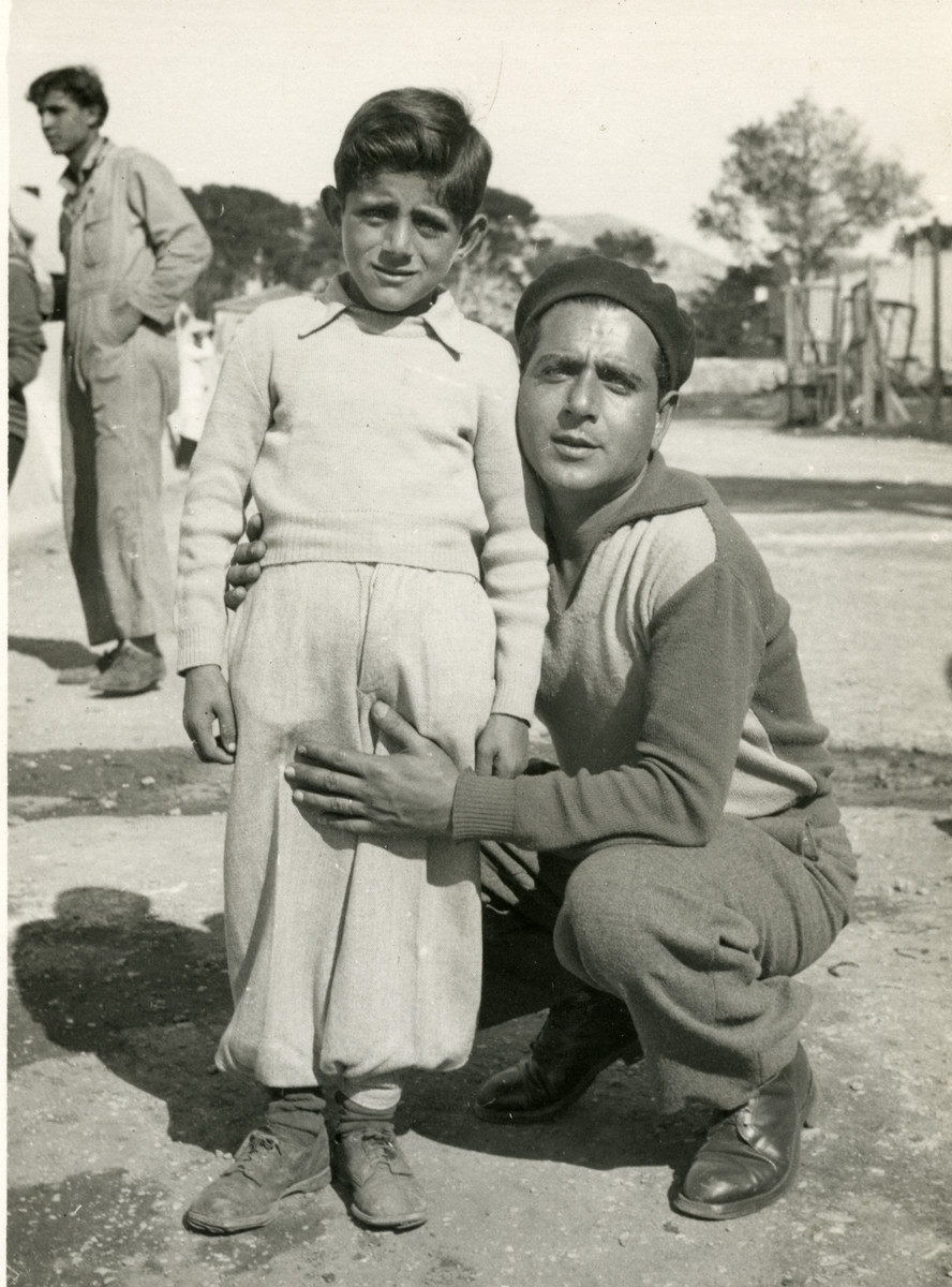Shimon Sousson and his son Mordechai pose in Marseilles prior to their immigration to Israel.