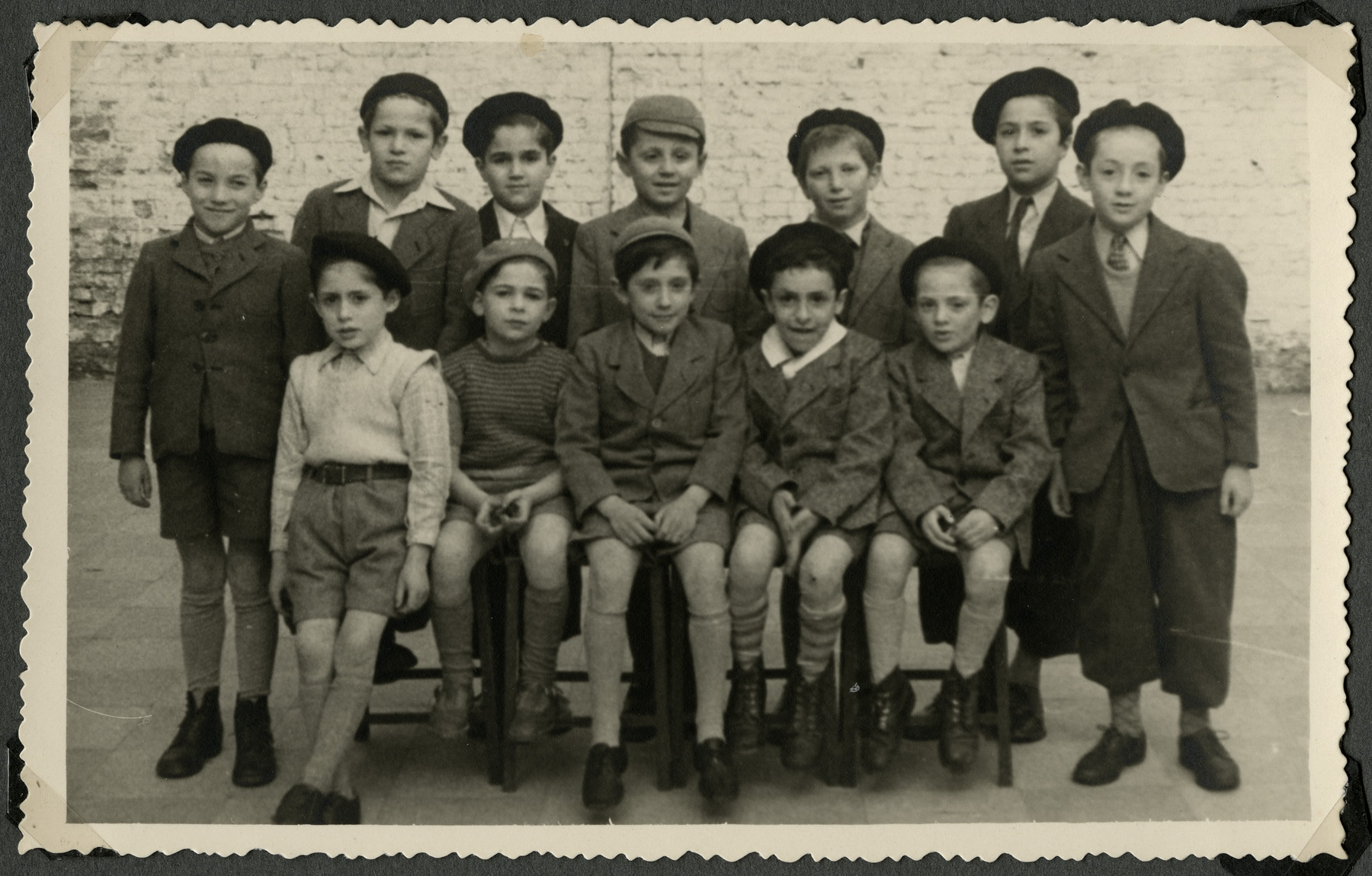 Group portrait of younger boys in the postwar Tiefenbrunner children's home in Antwerp.

Andre Sharp is standing on the far right.