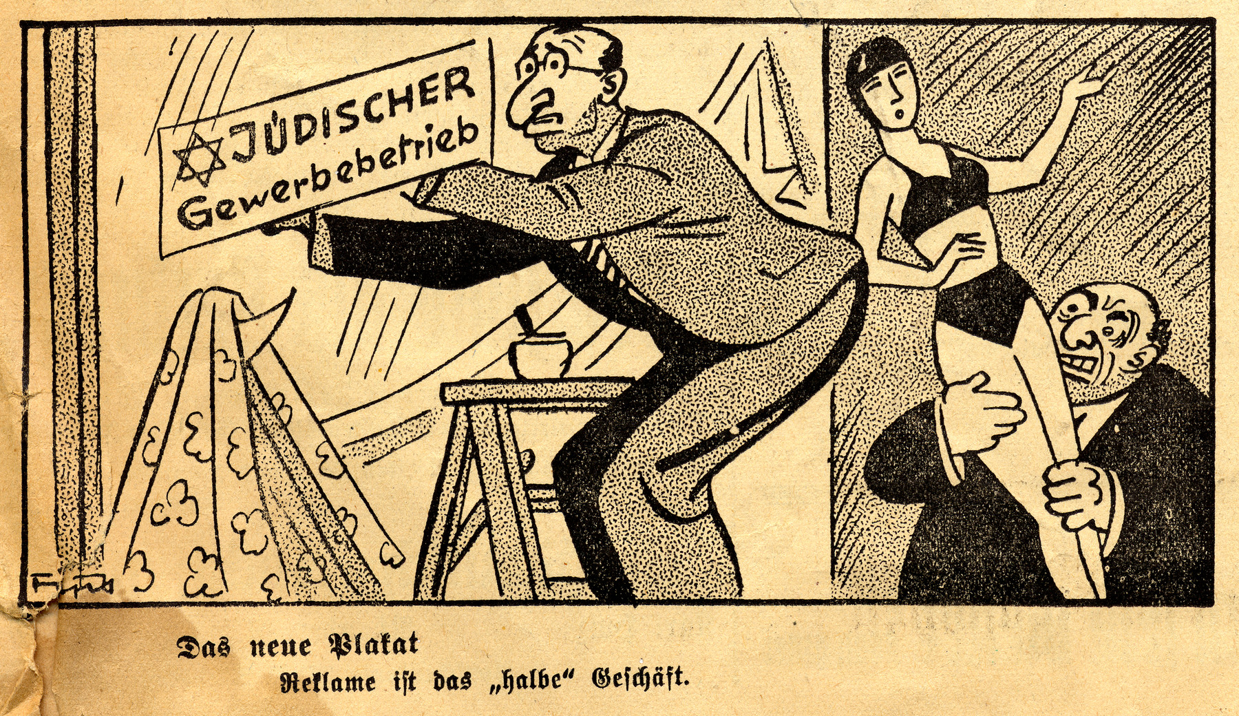 Antisemitic cartoon entitled Jewish industrial concerns drawn by Fips, the caricaturist for Der Stuermer.