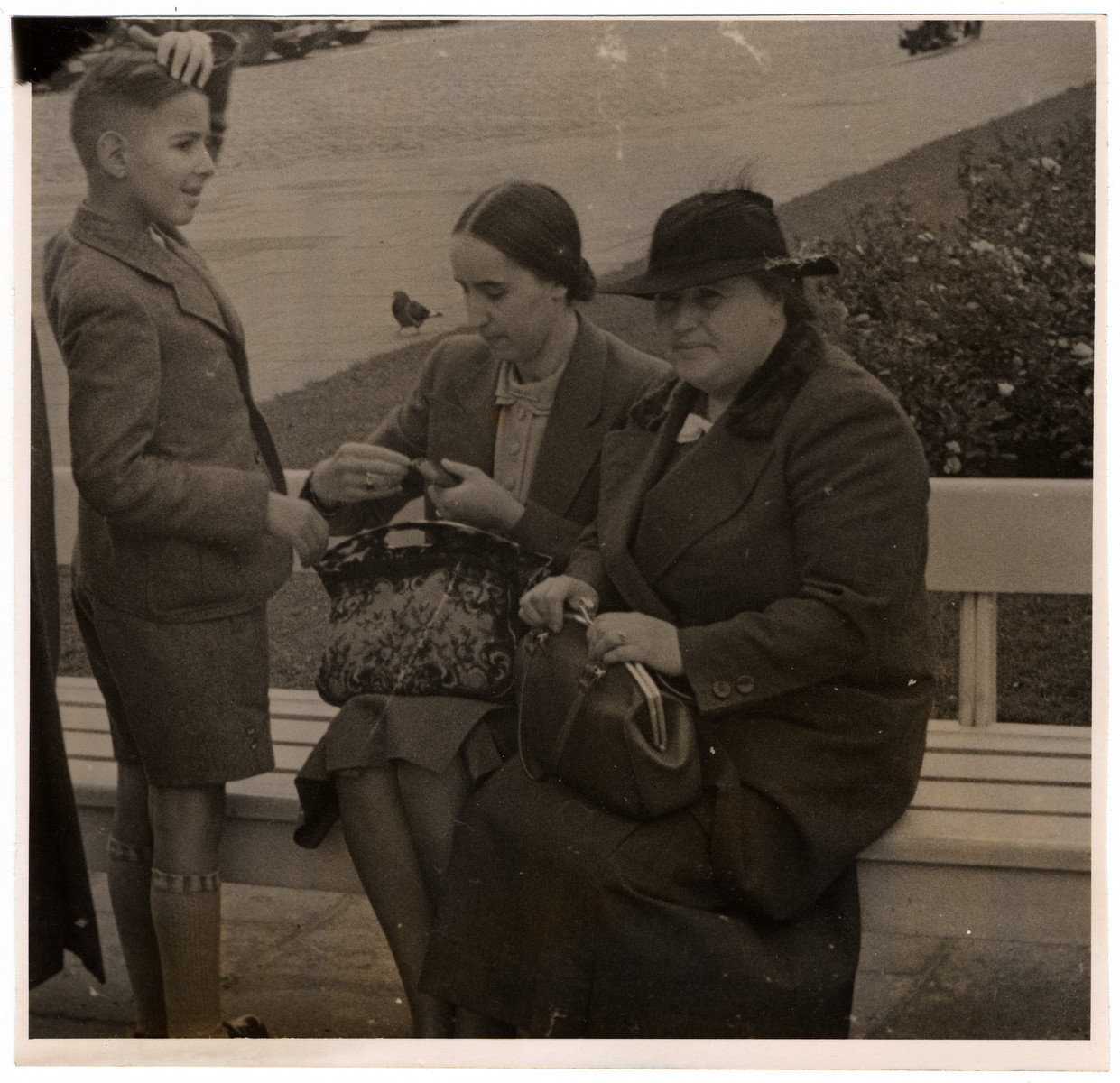 Franz Liebermann and his mother visit a park shortly before they emigrated from Nazi Germany.

Lotte Lieberman is seated on the left.  Her mother Hedwig Orgler is on the right.