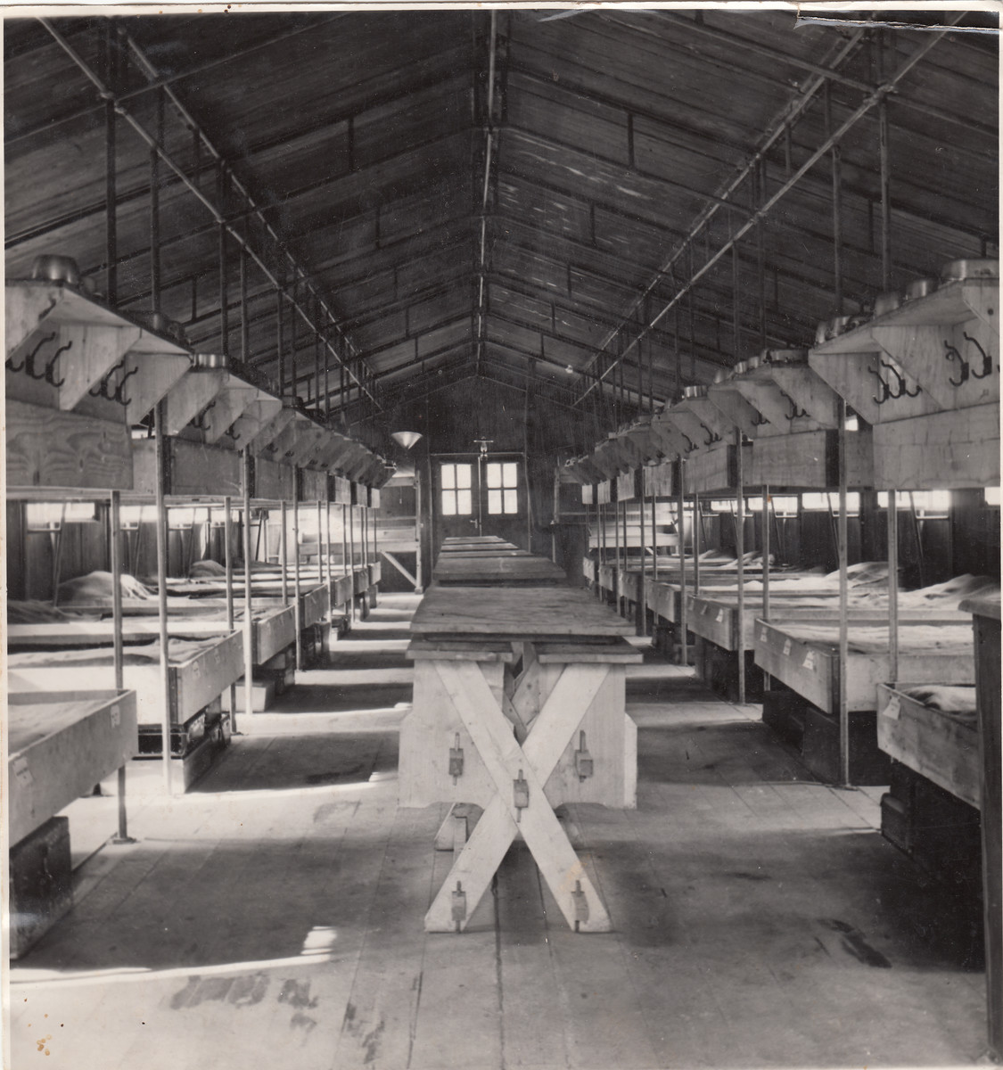Interior view of a barracks of a forced labor camp in Hajduhadhaz.