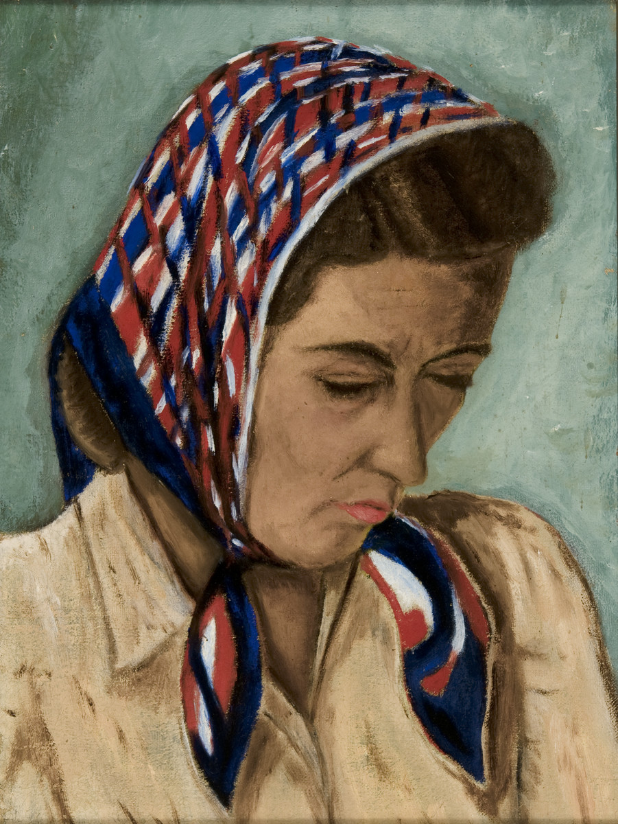 Portrait of Fritzi Geiringer painted by her husband Erich while he was in hiding.

The paintings were hidden under the floorboards of the hiding place and retrieved after the war.