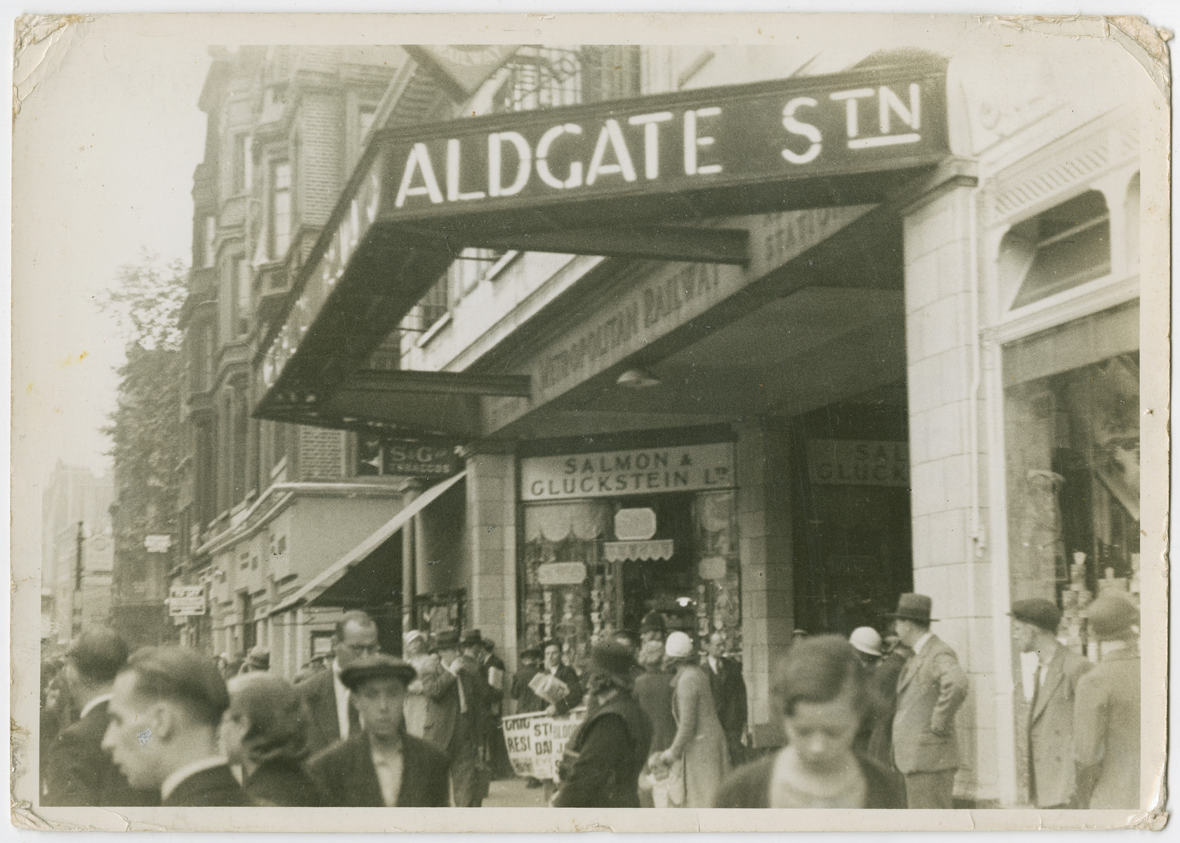 View of a busy commercial street in the East End of London.

[Photograph is used on page 13 of Robert Gessner's "Some of My Best Friends are Jews."]