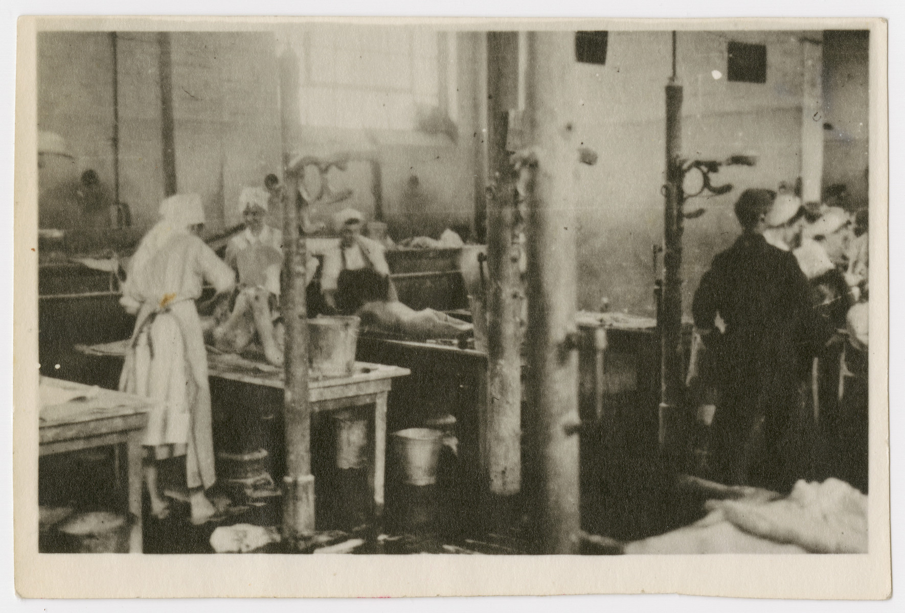 British nurses cares for malnourished and sick survivors following the liberation of the Begen-Belsen concentration camp.