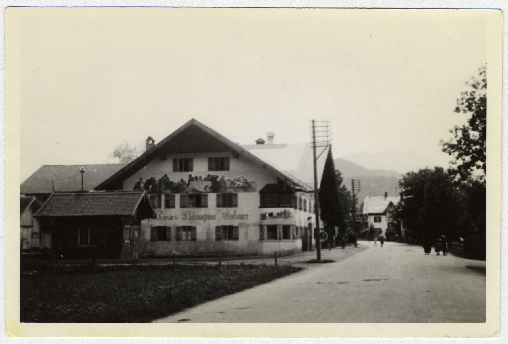 View of a rest home in Schongau Germany frequented by American soldiers.
