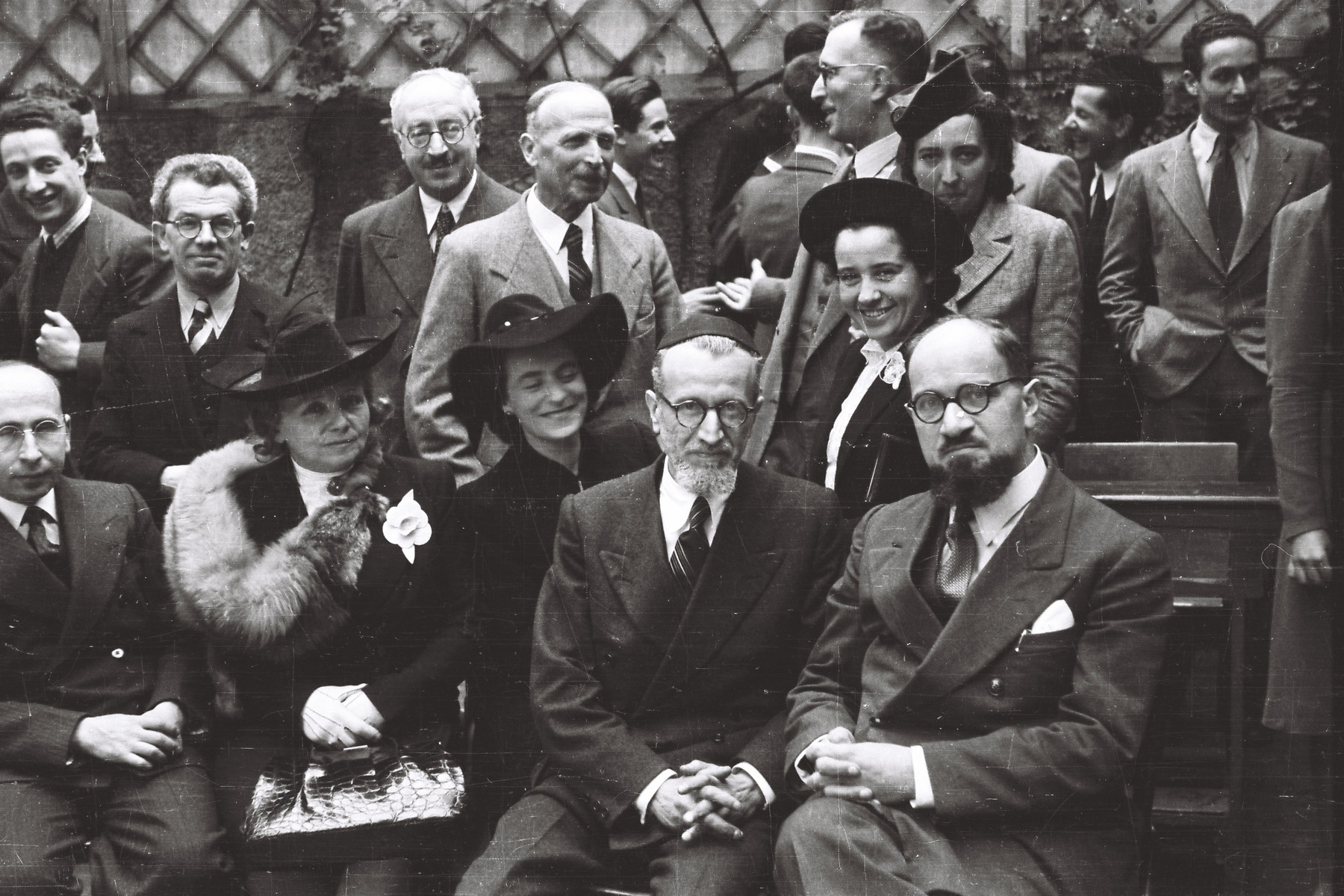 Group portrait of the faculty of the Jewish school in Milan, La Scuolo via Eupili.

Seated in the center is Rabbi Gustavo Castelbolognesi, chief-rabbi of Milan.  Alda Perugla is to his left and Prof. Columbo is seated to his right.  Hulda Cassuto (math teacher) is behind them and in-between Rabbi Castelbolognesi and Prof. Columbo.  Dr. Norsa, professor of philosophy is seated on the left and behind him is Professor Tedeschi.  Prof. Dreyfus is seated second from the left.