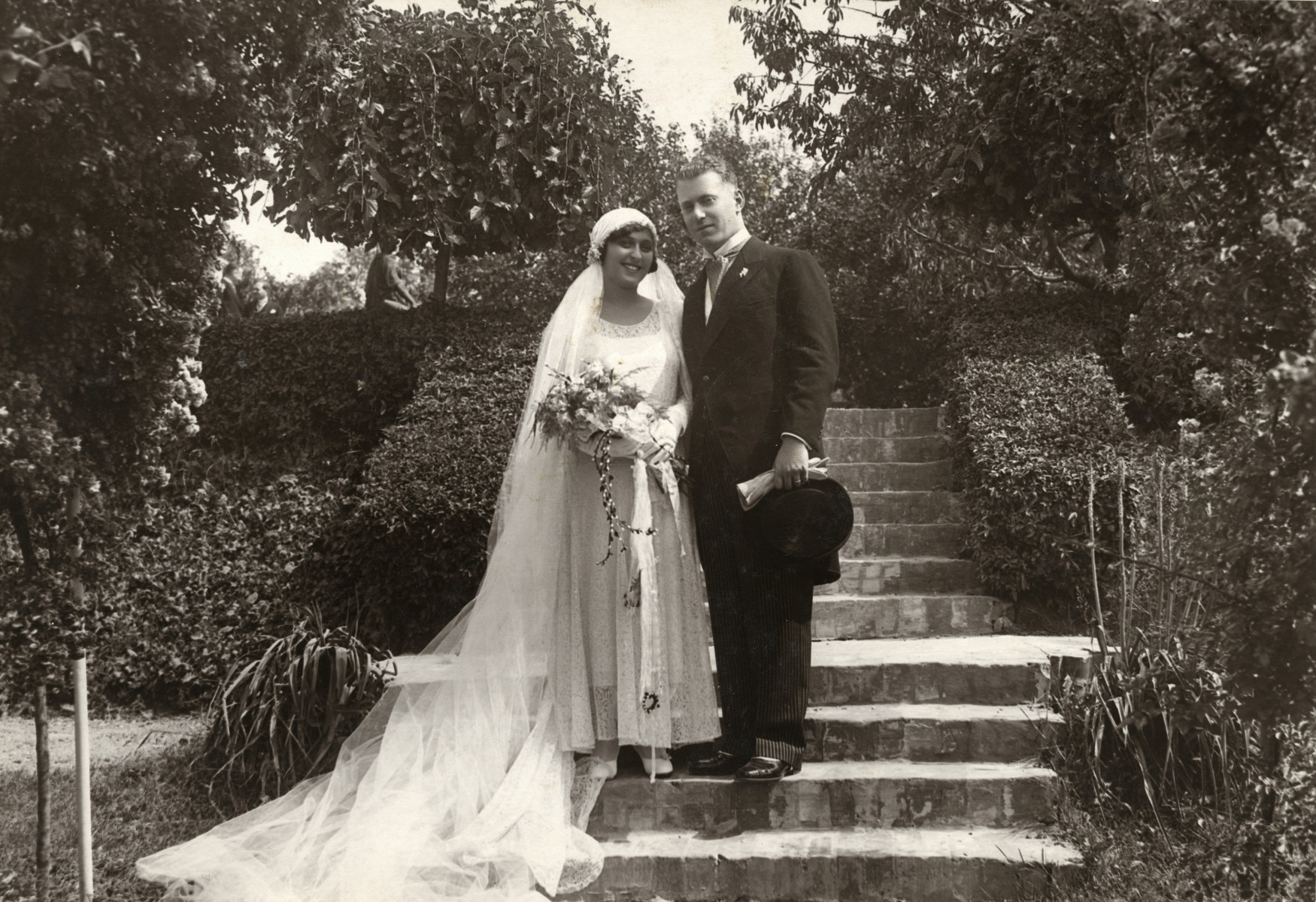 Wedding portrait of Klara Fejer and Alexander Steiner.