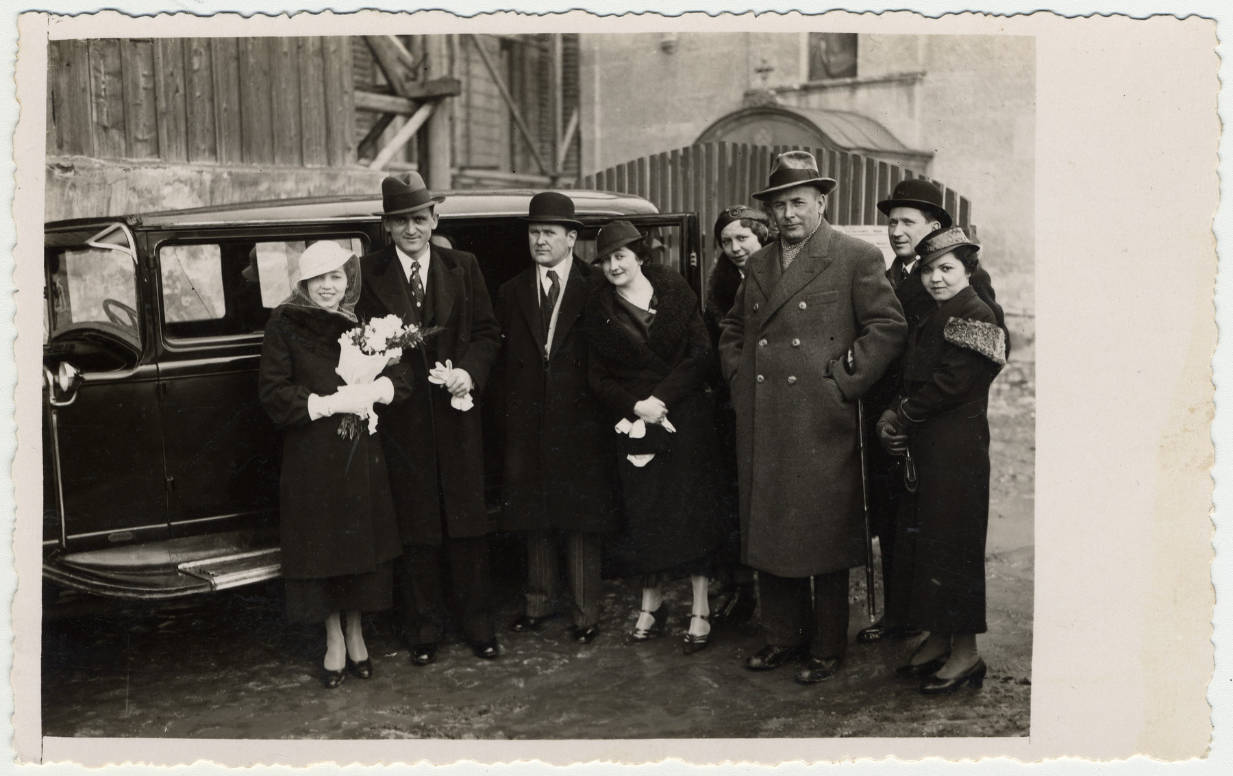 Giustina (Papo) and Jevrem Dragojevic on their wedding day with extended members of the Papo and Dragojevic families.