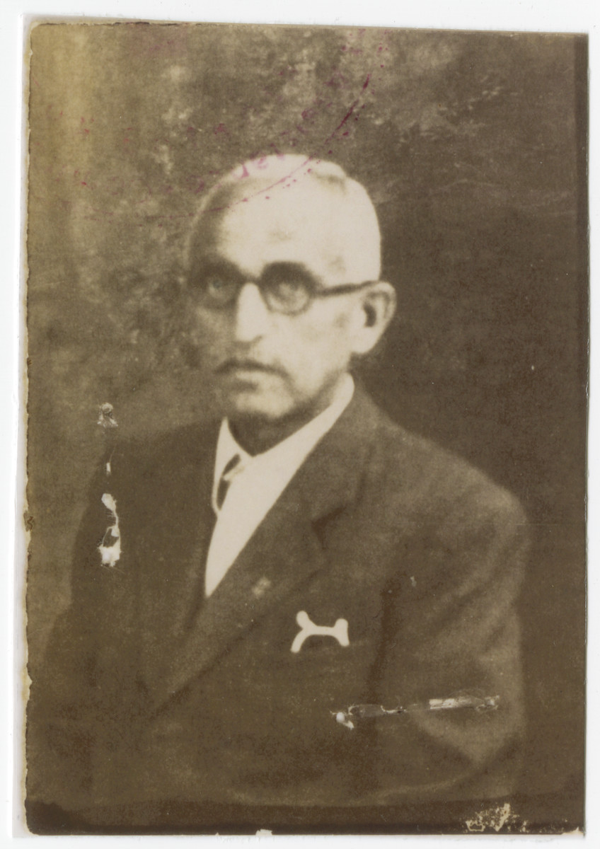Studio portrait of Lajos Ornstein taken shortly after his return from Mauthausen concentration camp.