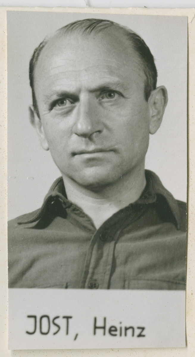 Heinz Jost, an SS Brigadefuhrer, member of the SD, and commanding officer of Einsatzgruppen A. 

Jost was sentenced to lifetime imprisonment which was commuted to 10 years. Jost died in 1964.