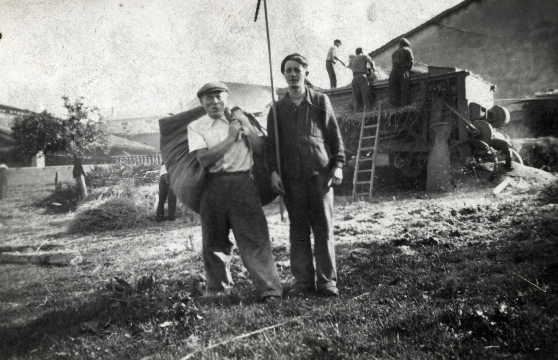 A Jewish man living under false papers in Vichy France, and the farmer who provided him with work and protection during the war.

Pictured is Hersh Jakubovitch (right) and Monsieur Guyot.