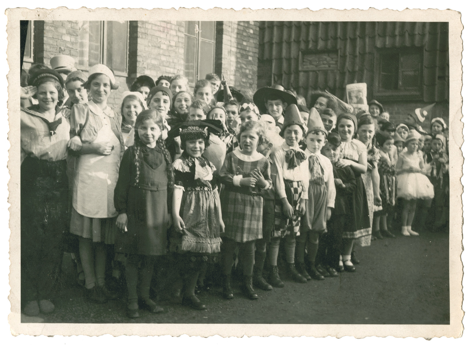 Possibly the class of Doris Edelman (nee Tager) celebrating the Jewish holiday of Purim in Germany.